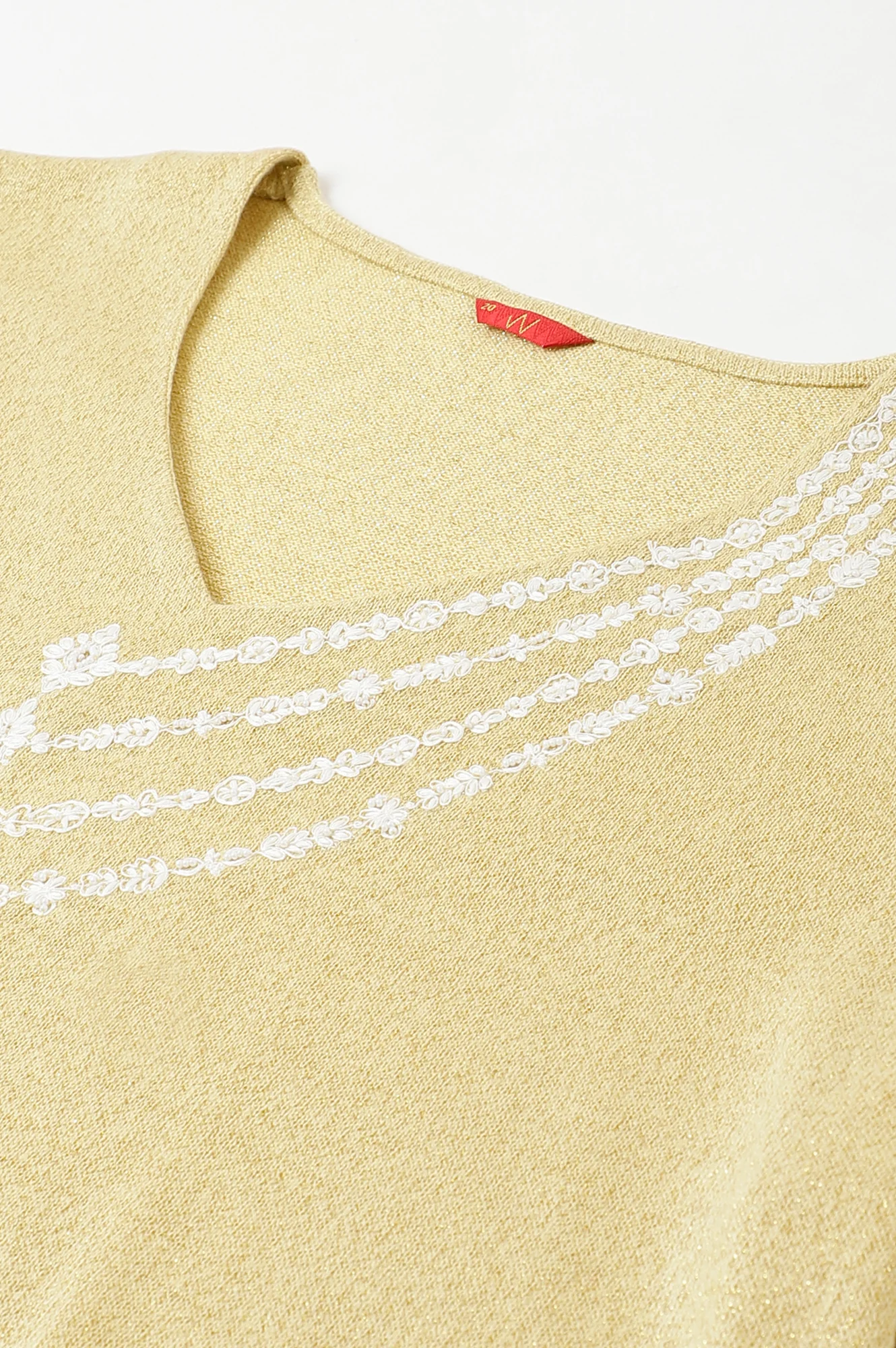 Lemon Yellow Embroidered A-Line Plus Size Winter kurta - Image 8