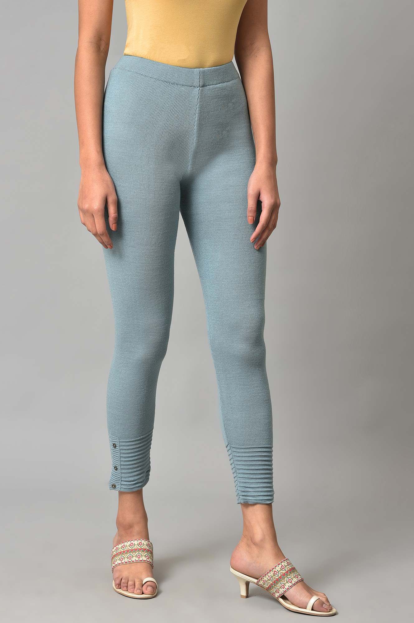 Light Blue Acrylic Winter Leggings - Image 4