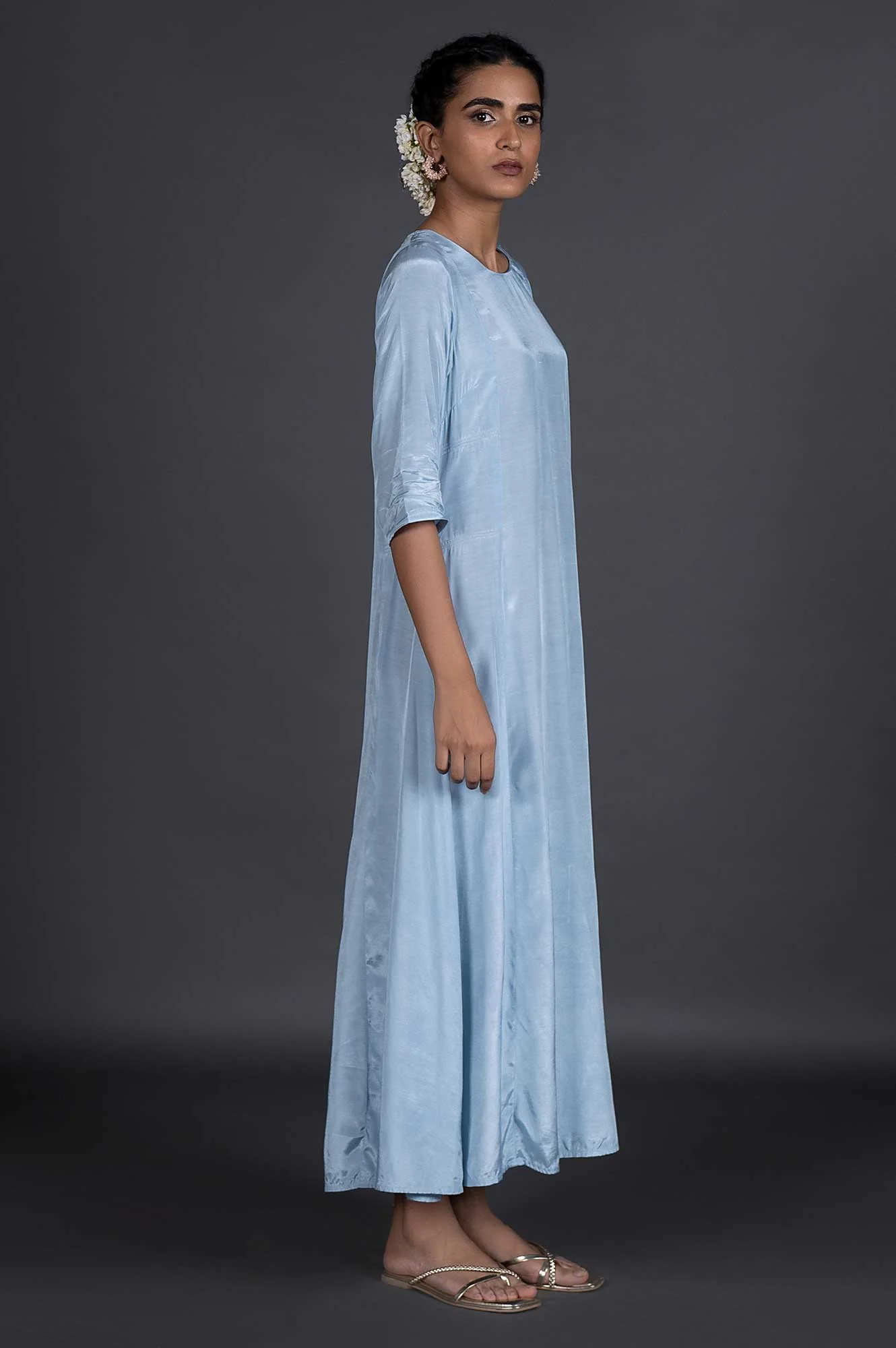 Light Blue Organza Jacket With Inner Dress Set - Image 11