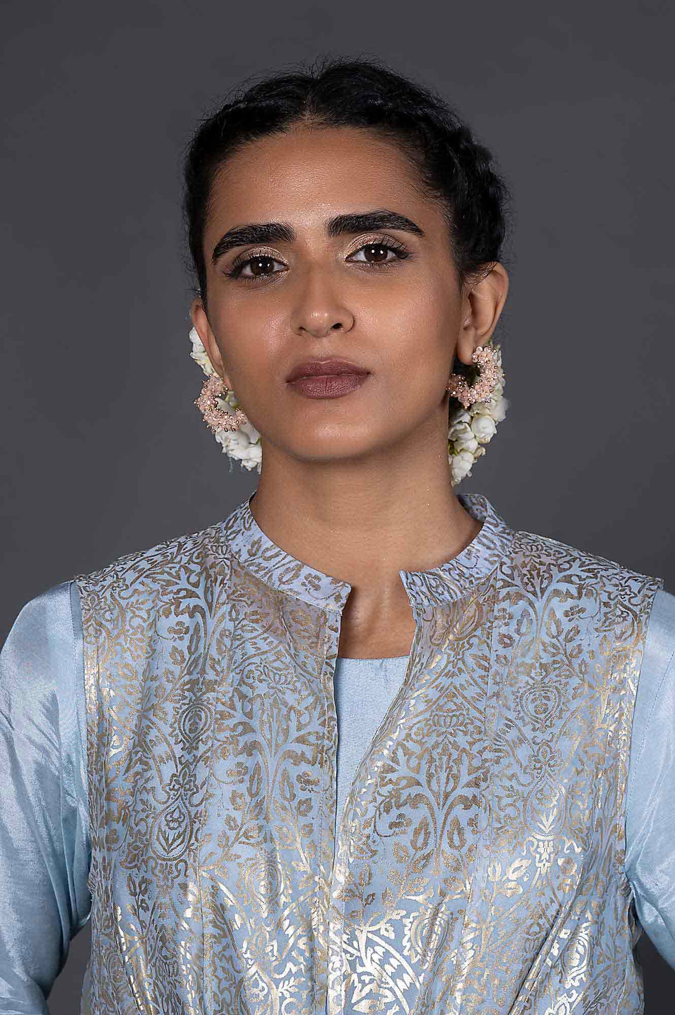 Light Blue Organza Jacket With Inner Dress Set - Image 7