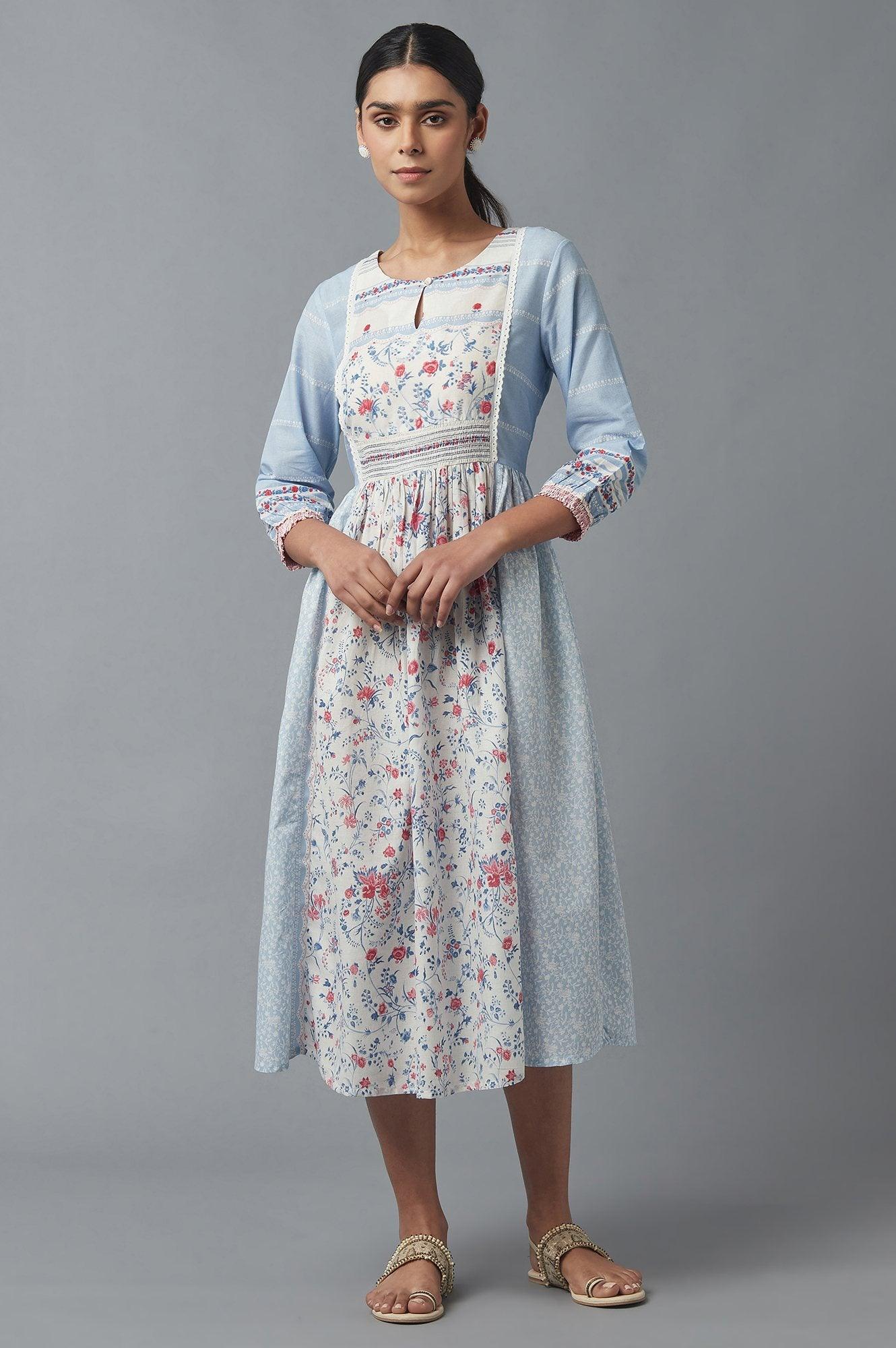 Light Blue Panelled Dress