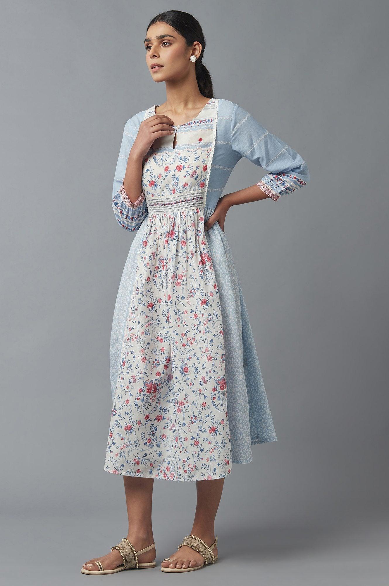 Light Blue Panelled Dress - Image 3