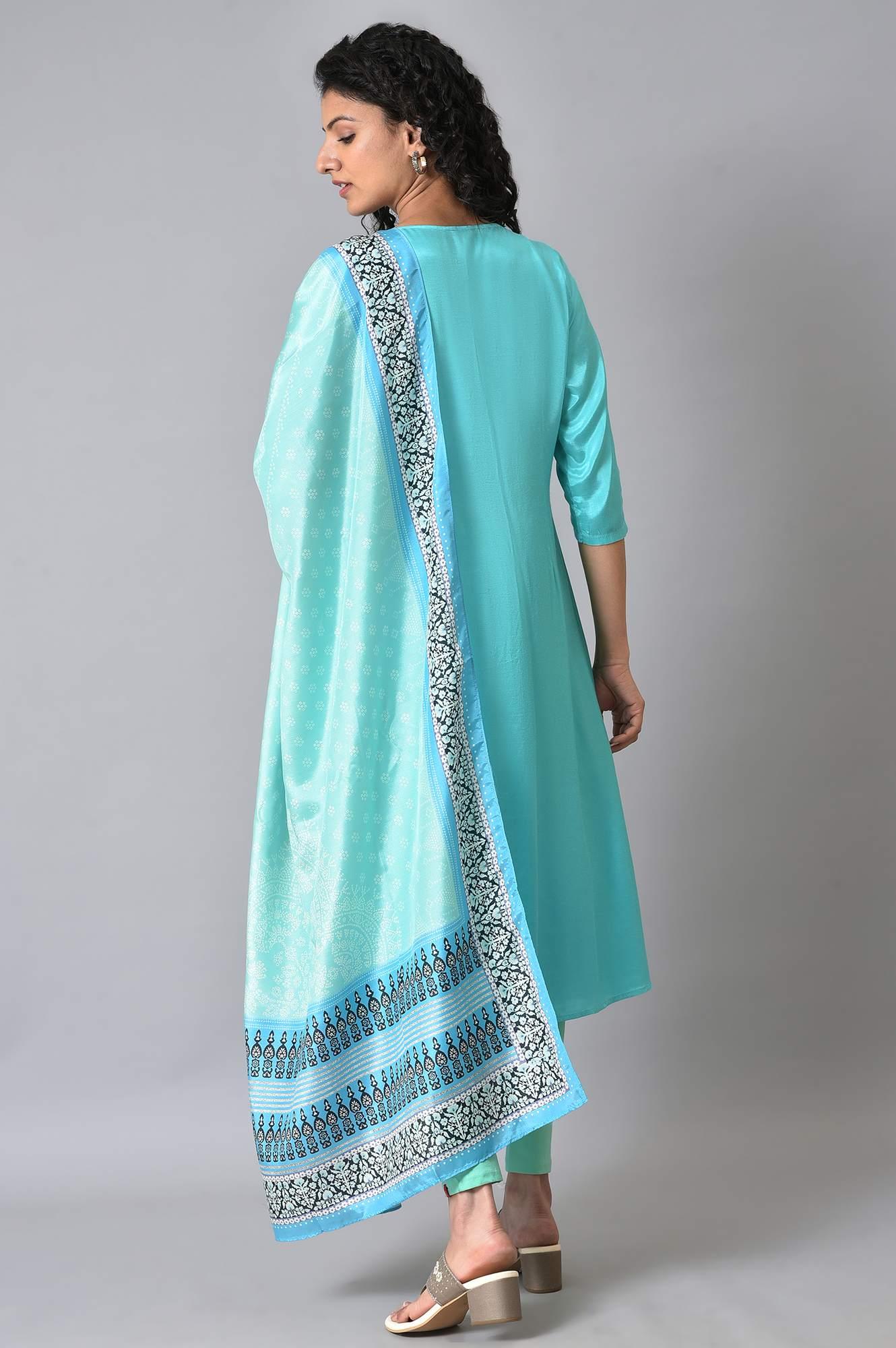 Light Green And Blue Ombre kurta Set - Image 2