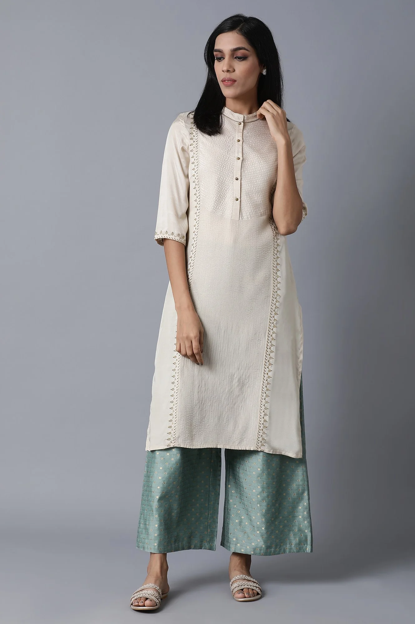 Light Green Jacquard Parallel Pants - Image 5