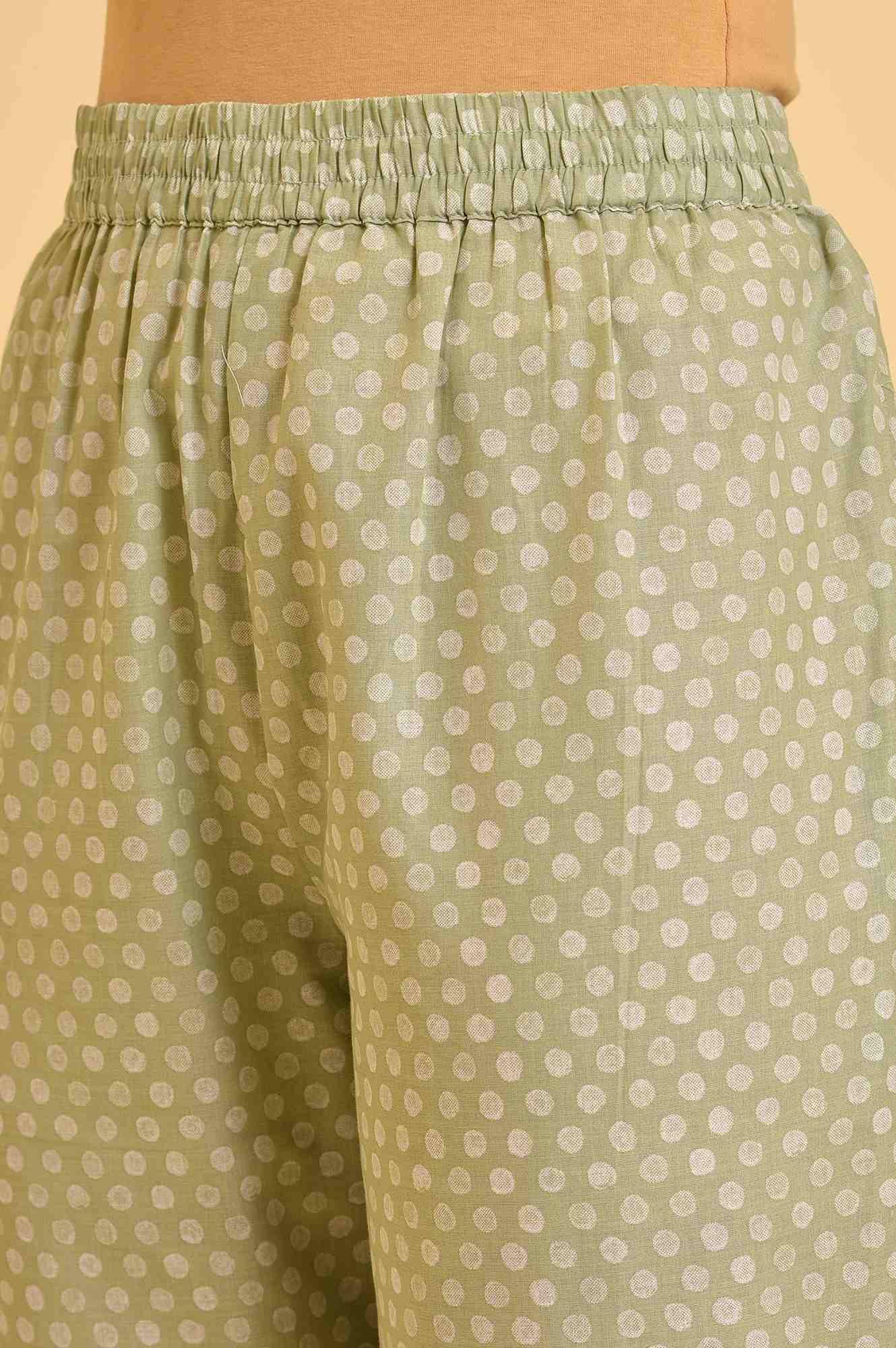 Light Green Printed kurta & Pants Co-Ord Set - Image 7