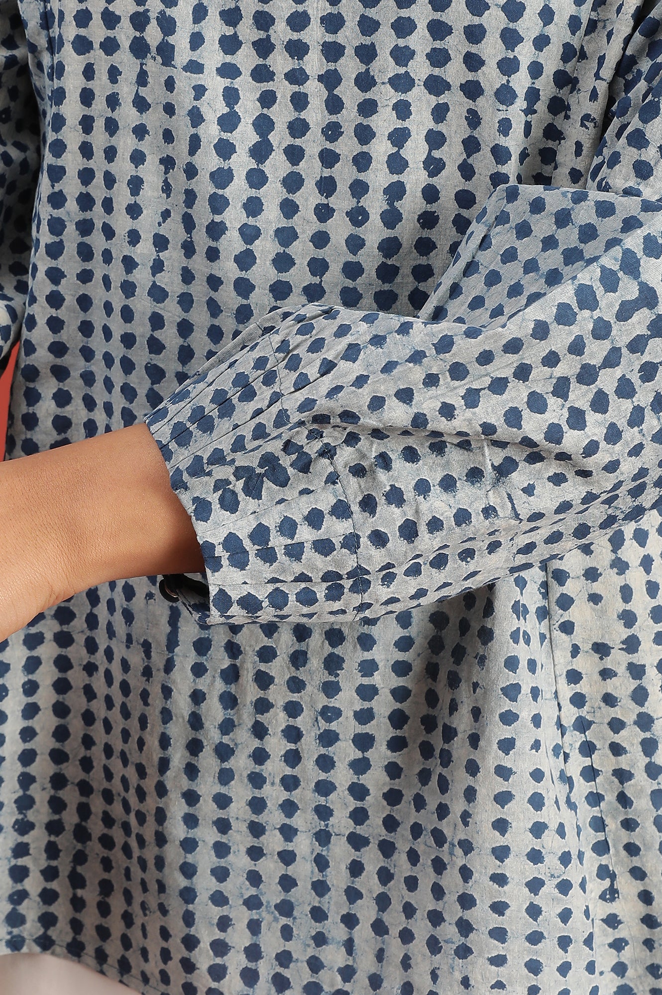 Light Grey And Indigo Dabu Printed Top - Image 7