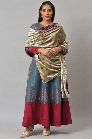 Light Grey Floral Printed Velvet Shawl - Image 3