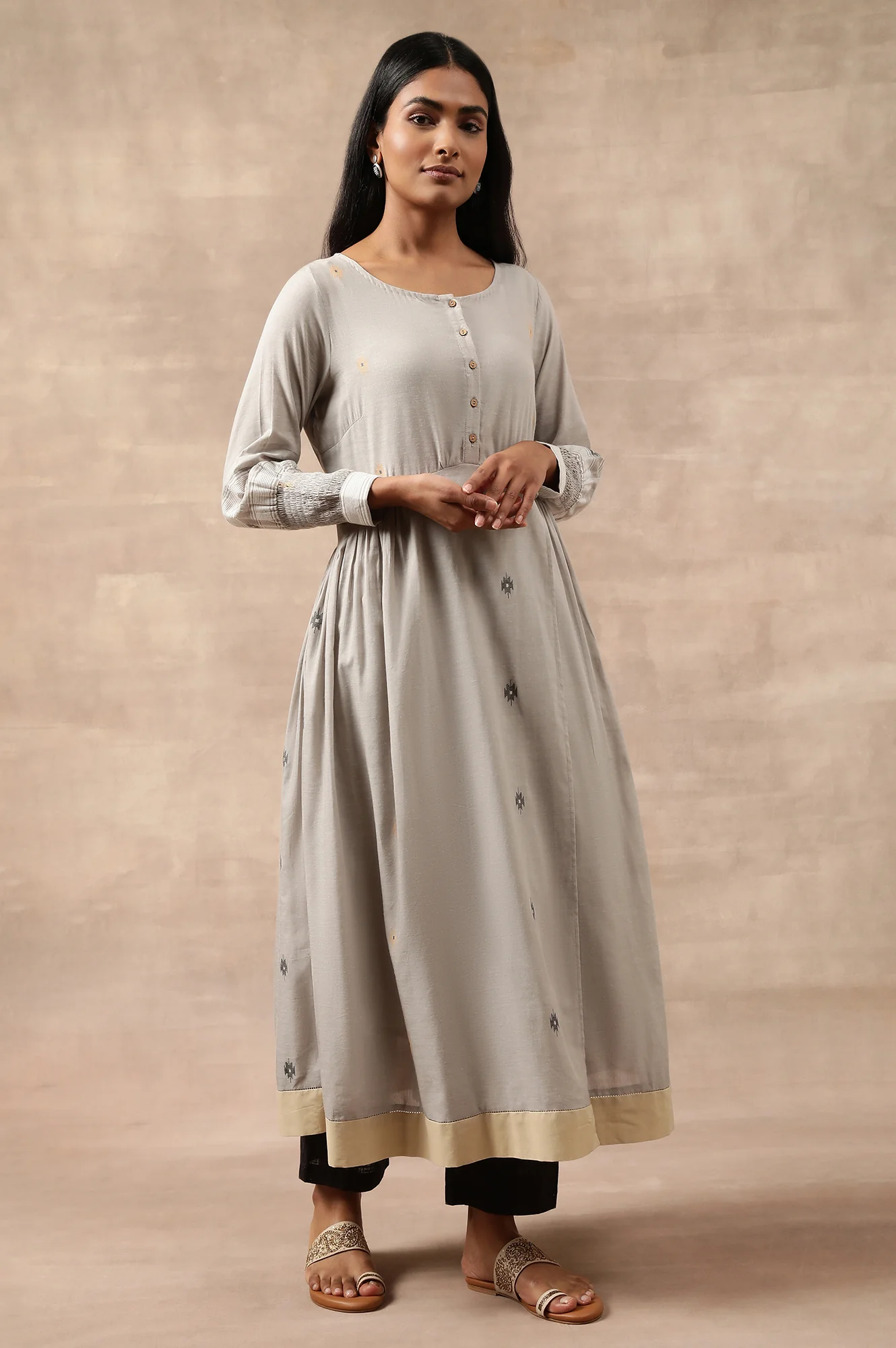 Light Grey Yarn Dyed Dress - Image 3