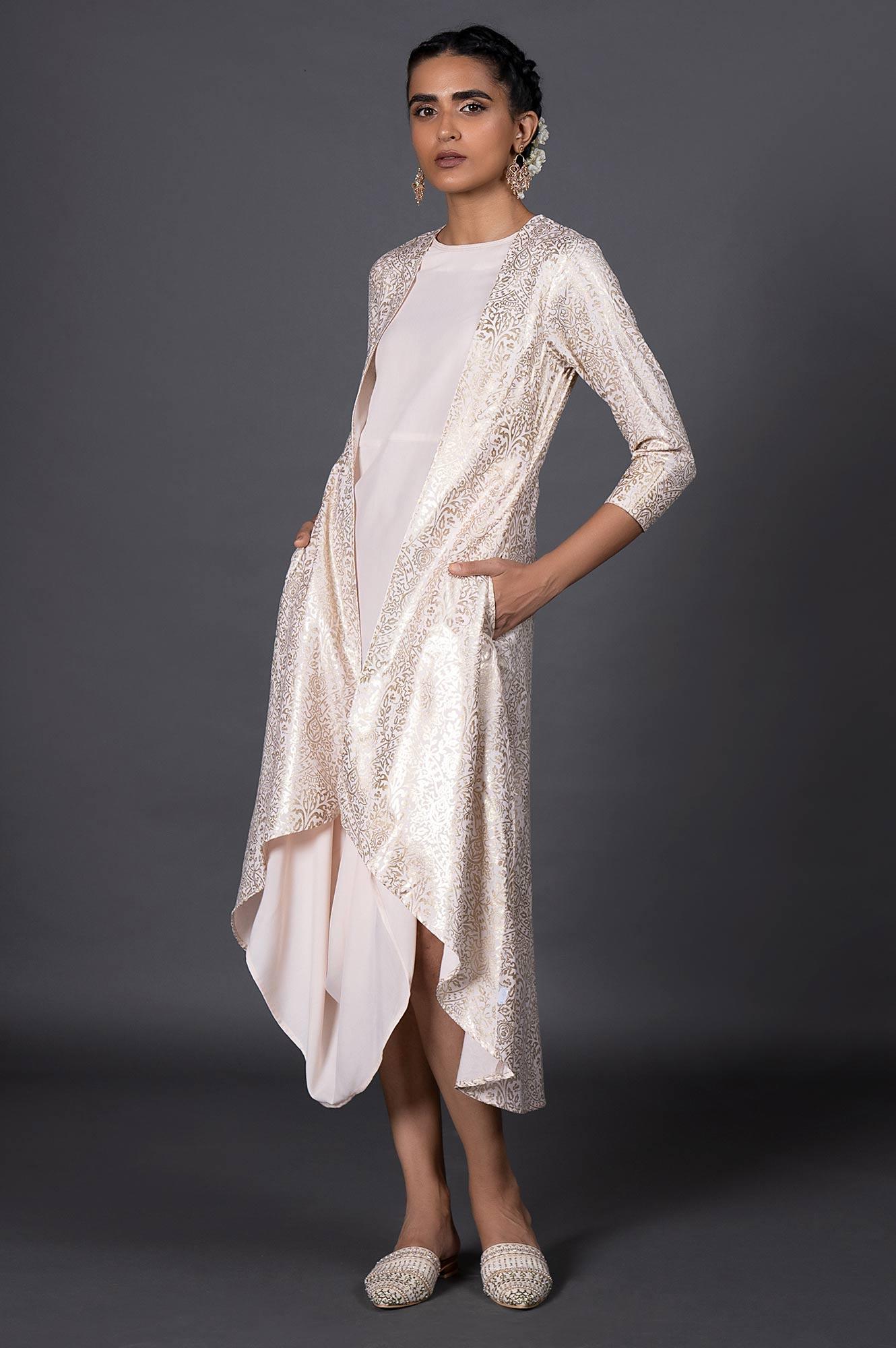 Light Pink Floral Printed Mock Layered Dress - Image 5