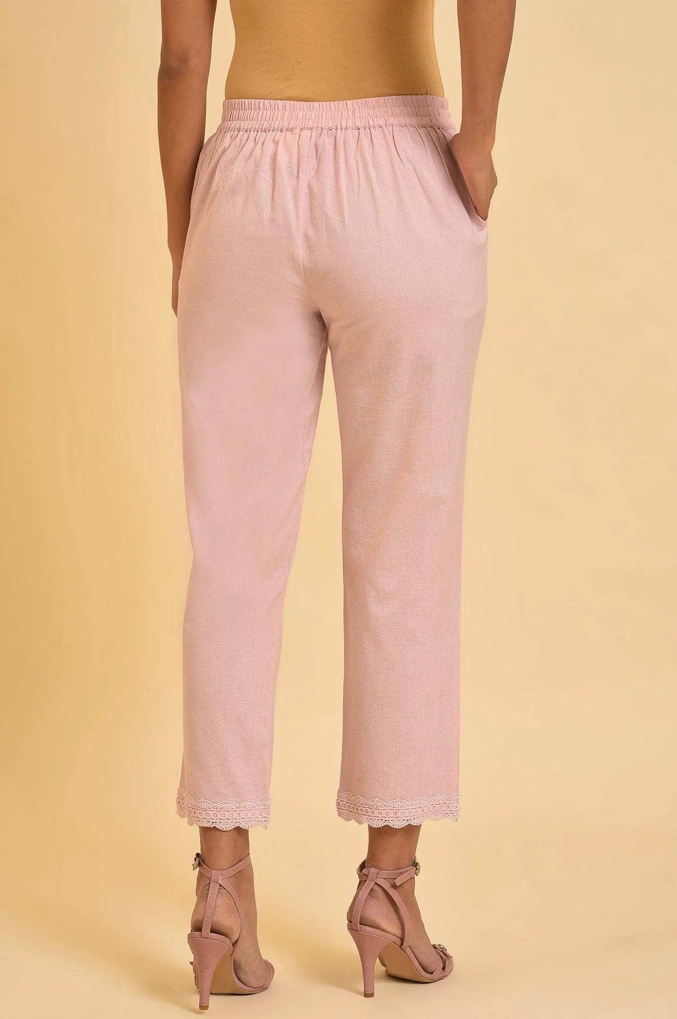 Light Pink Lace Slim Pants - Image 2