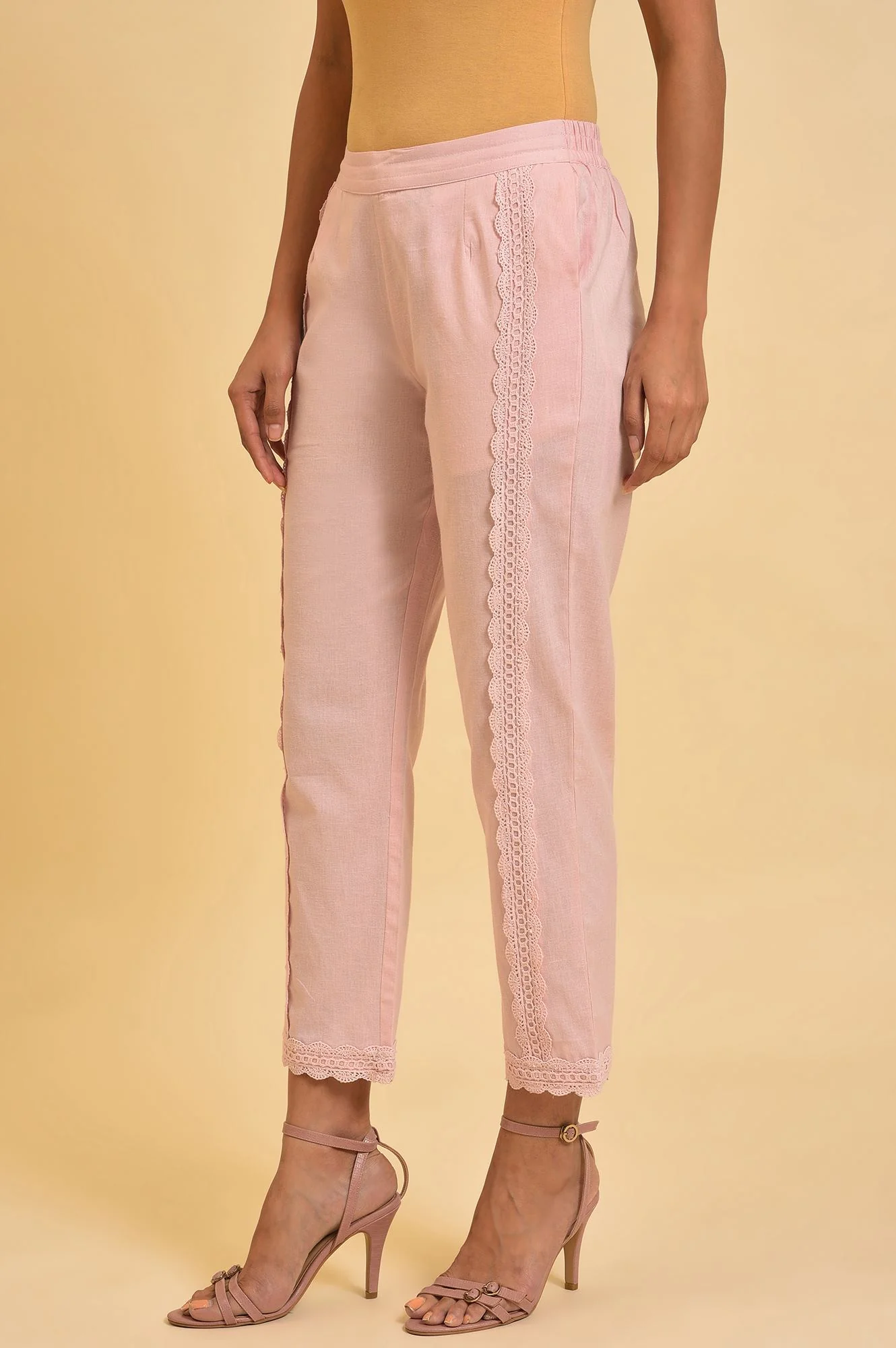 Light Pink Lace Slim Pants - Image 3