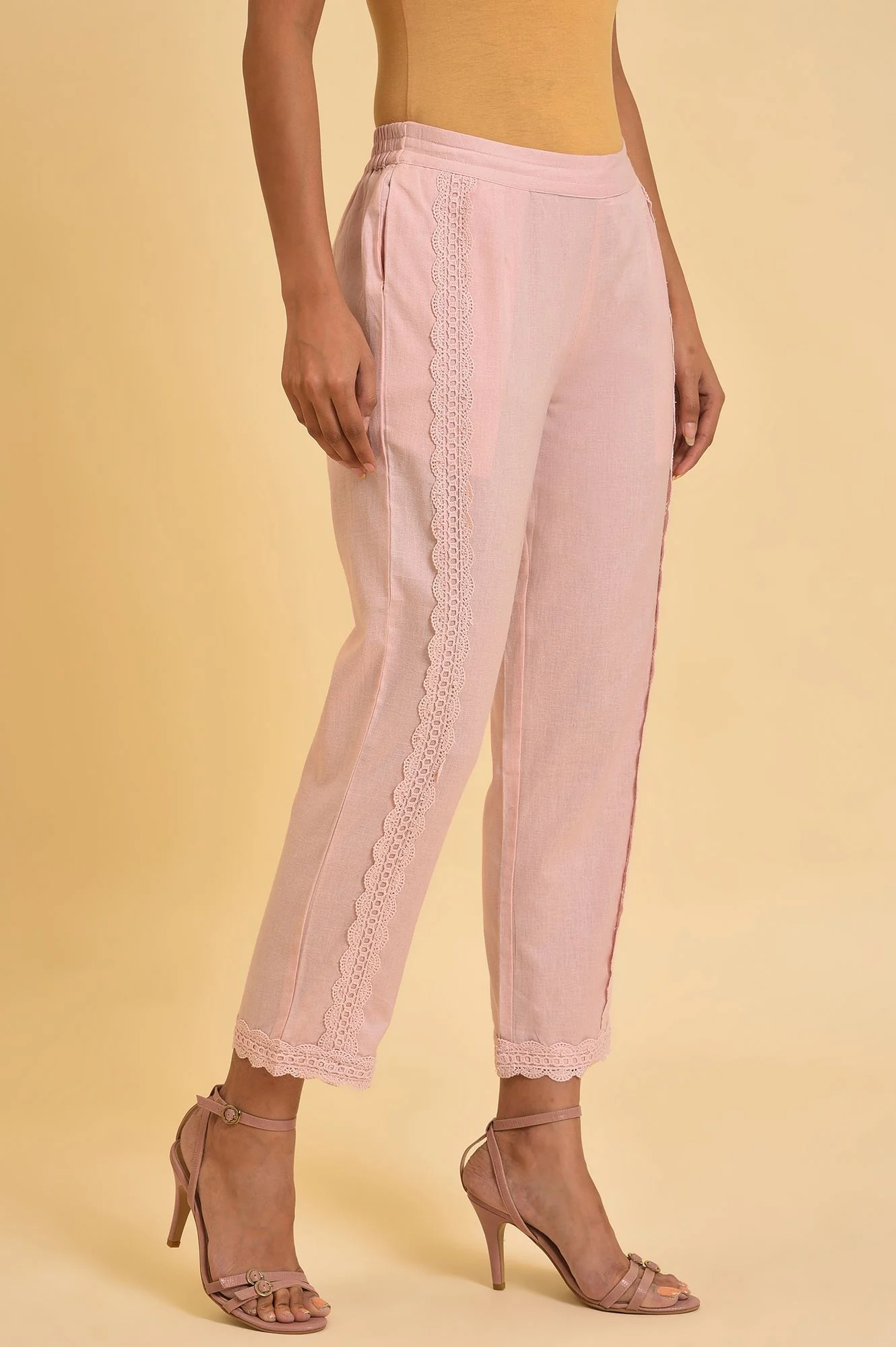 Light Pink Lace Slim Pants - Image 4