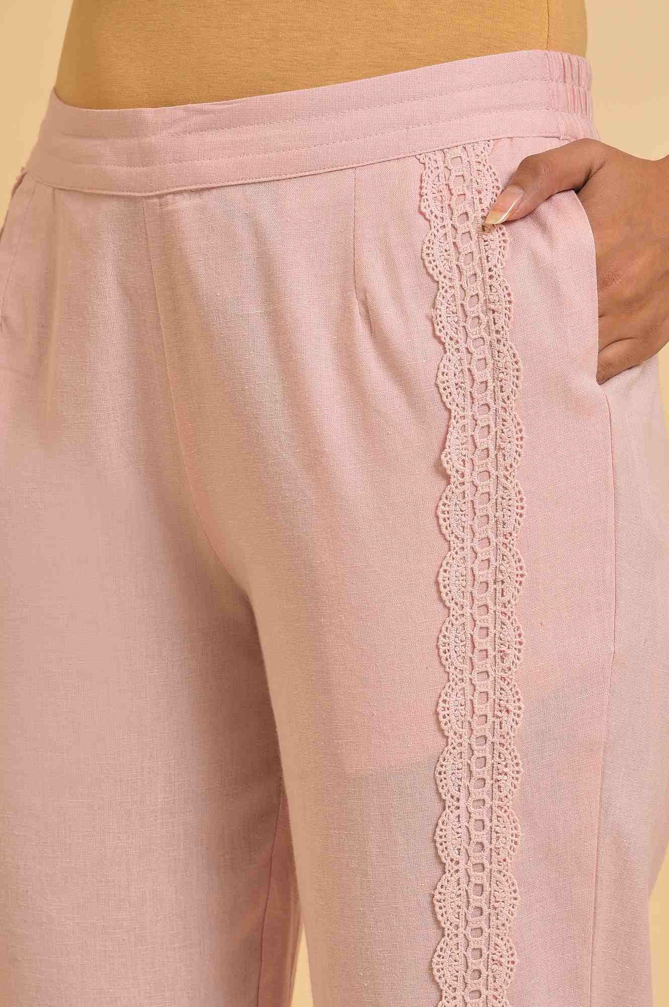 Light Pink Lace Slim Pants - Image 7