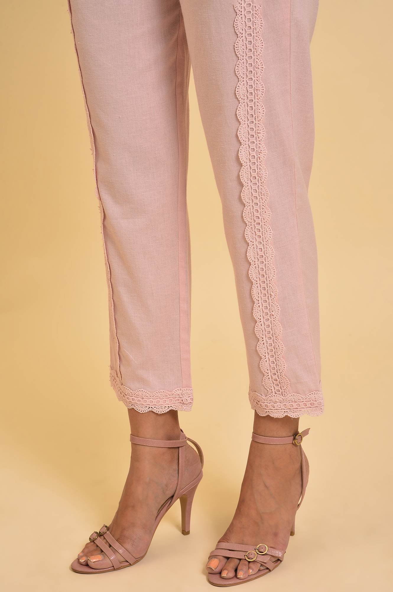 Light Pink Lace Slim Pants - Image 8