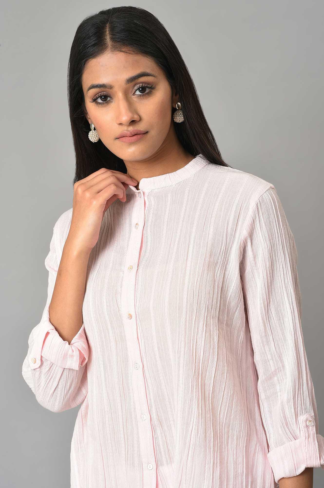 Light Pink Mandarin Collar Top - Image 6