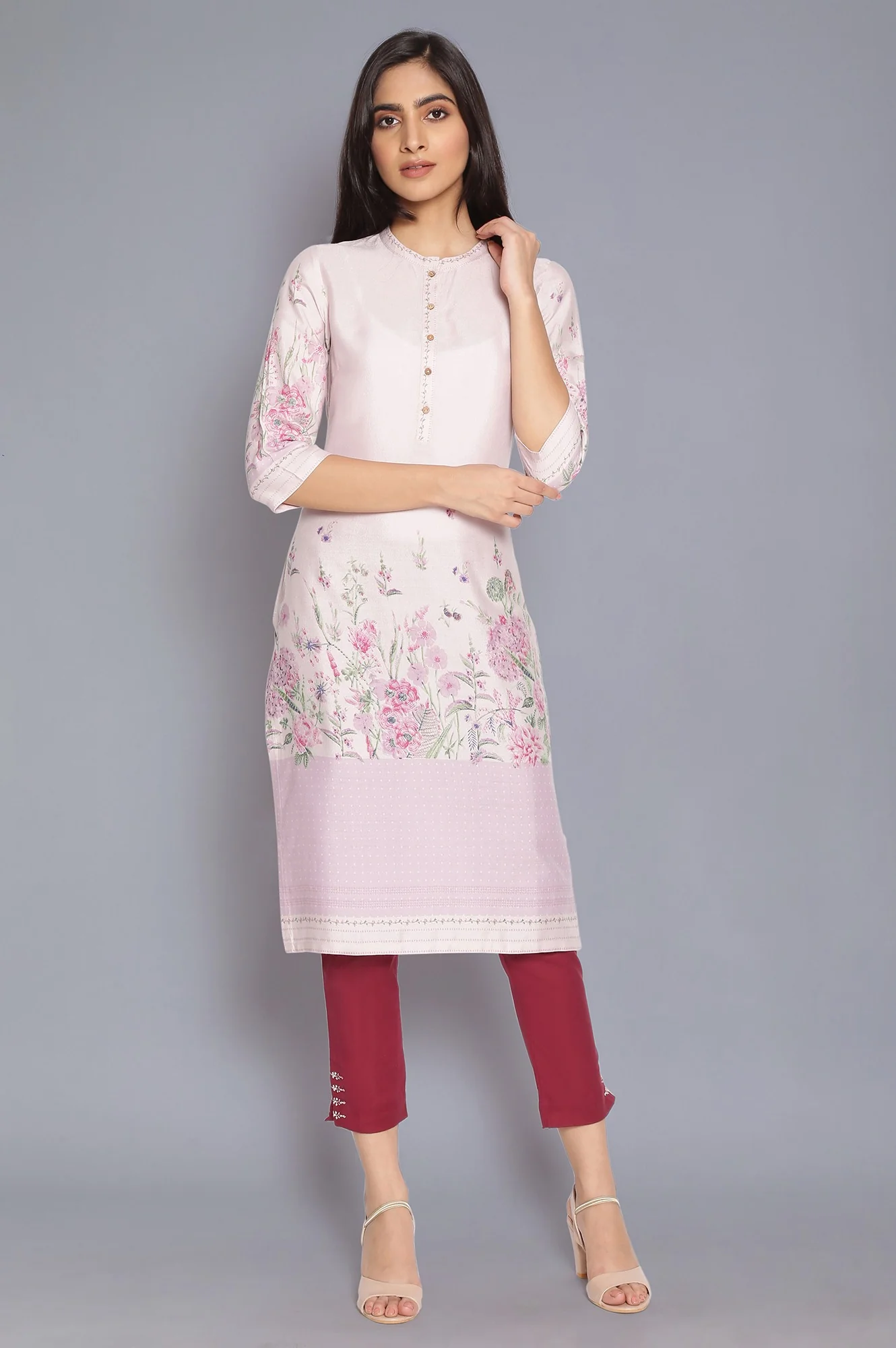 Light Pink Placement Print kurta