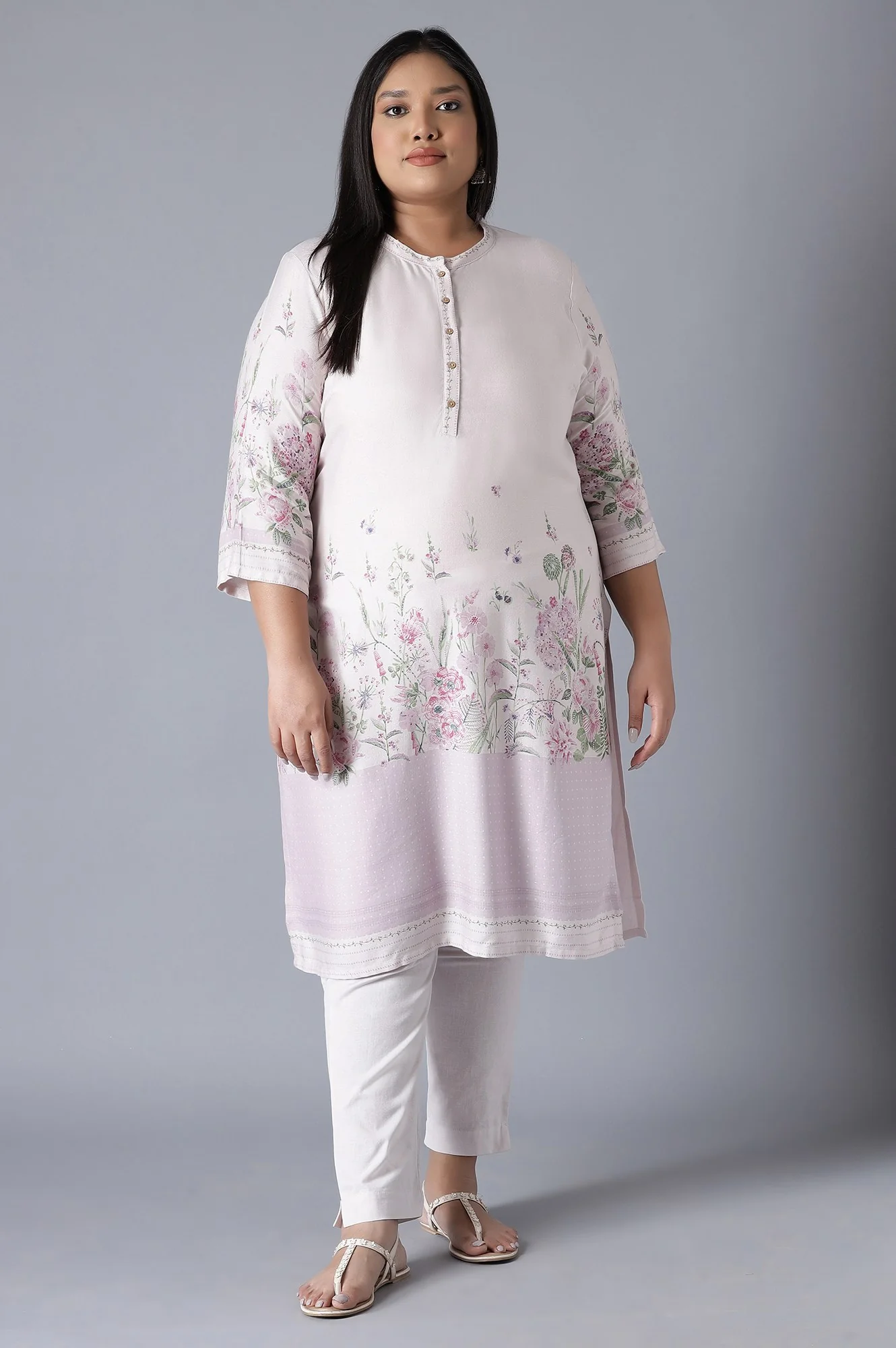 Light Pink Placement Print kurta - Image 6