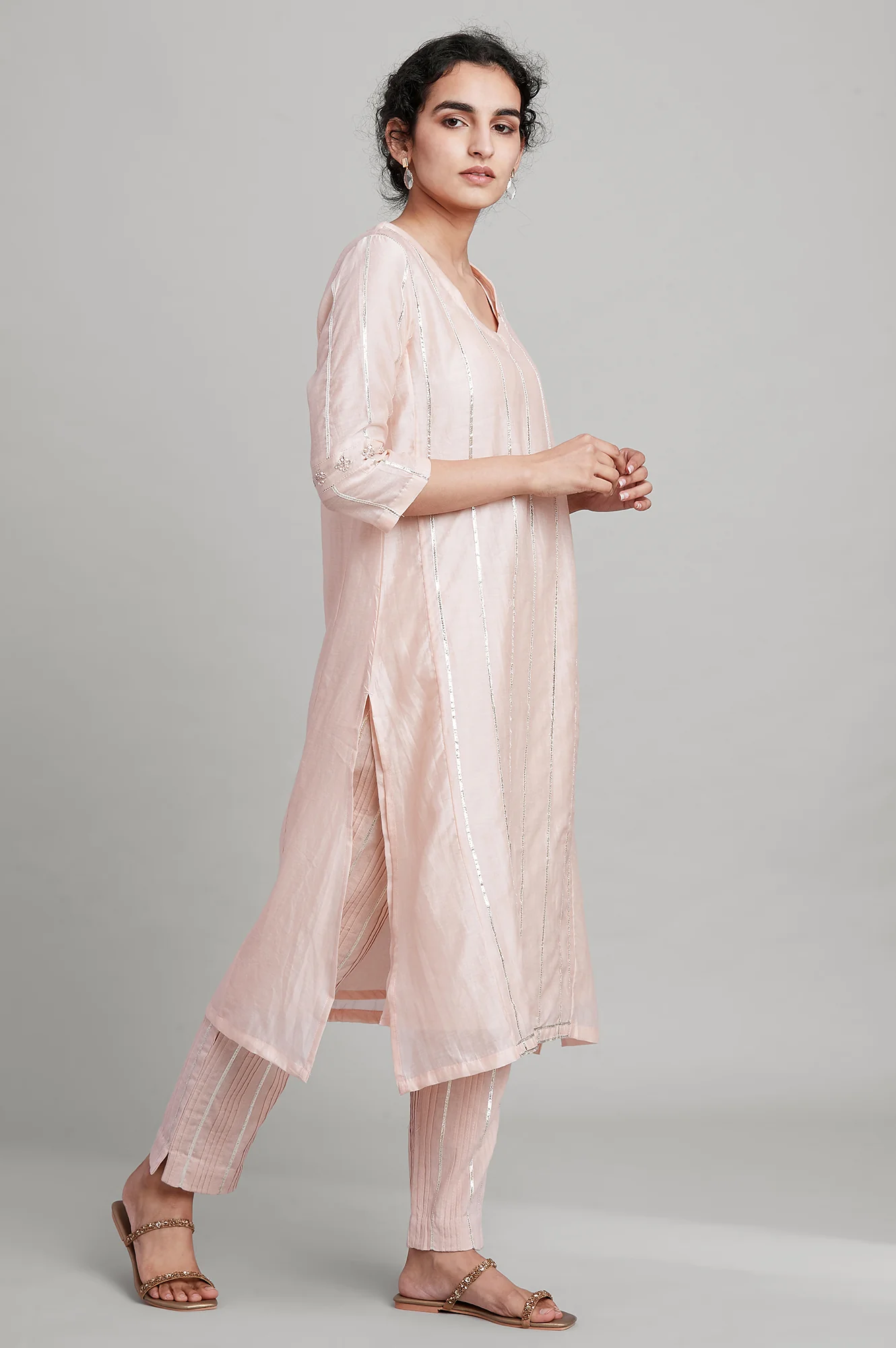 Light Pink Pleated Slim Pants - Image 5