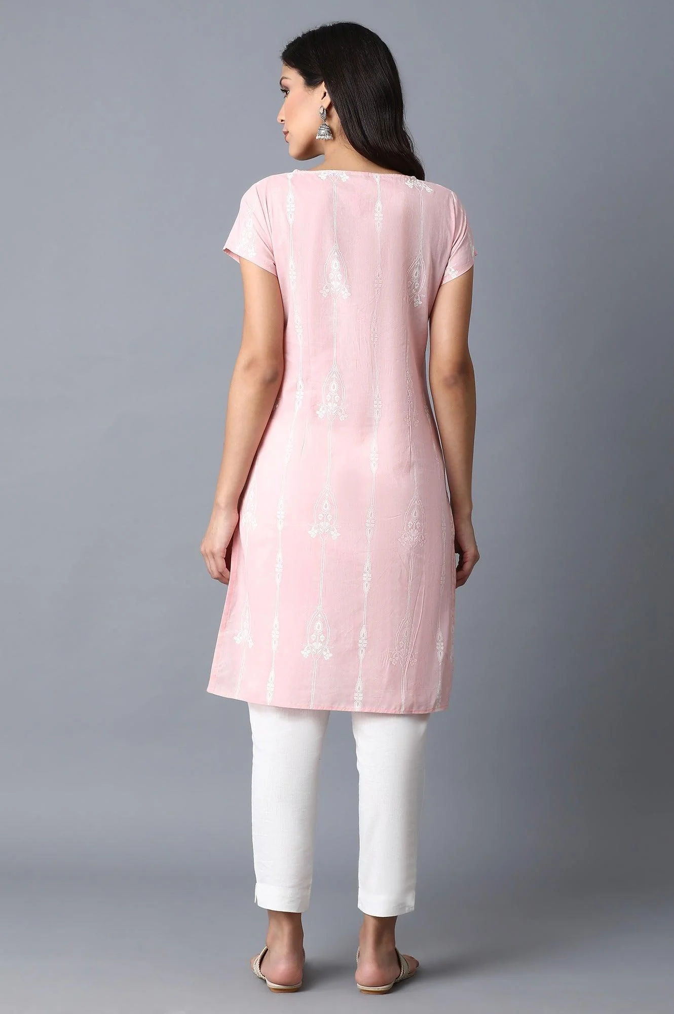Light Pink Printed kurta - Image 2