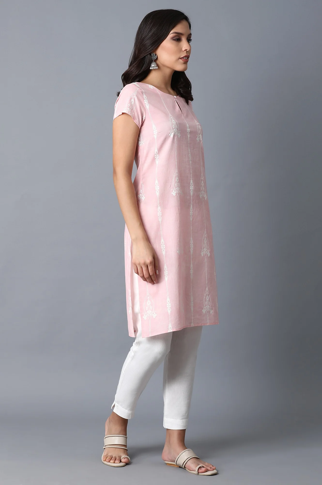 Light Pink Printed Kurta - Image 4