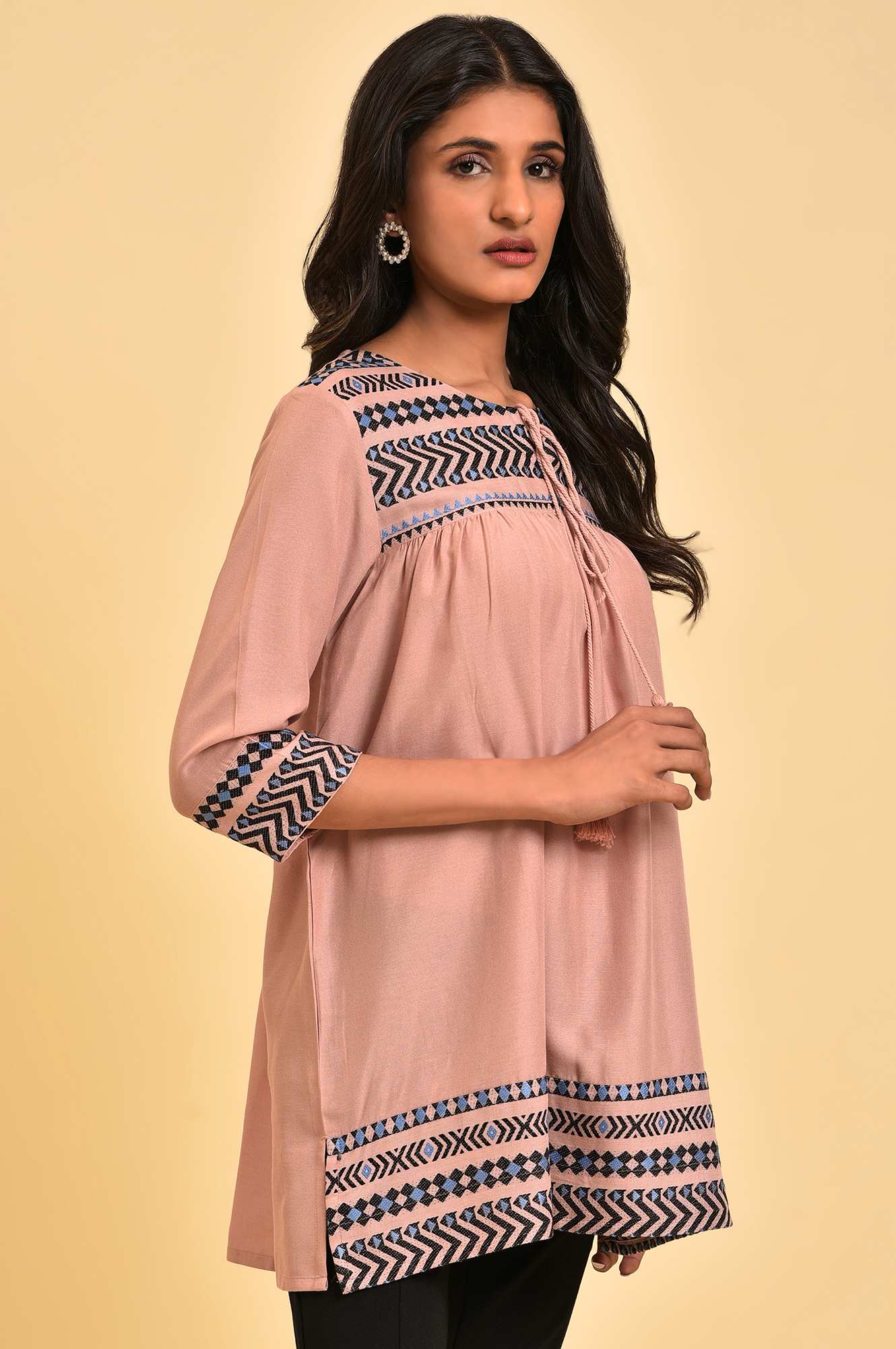 Light Pink Printed Western Top - Image 4