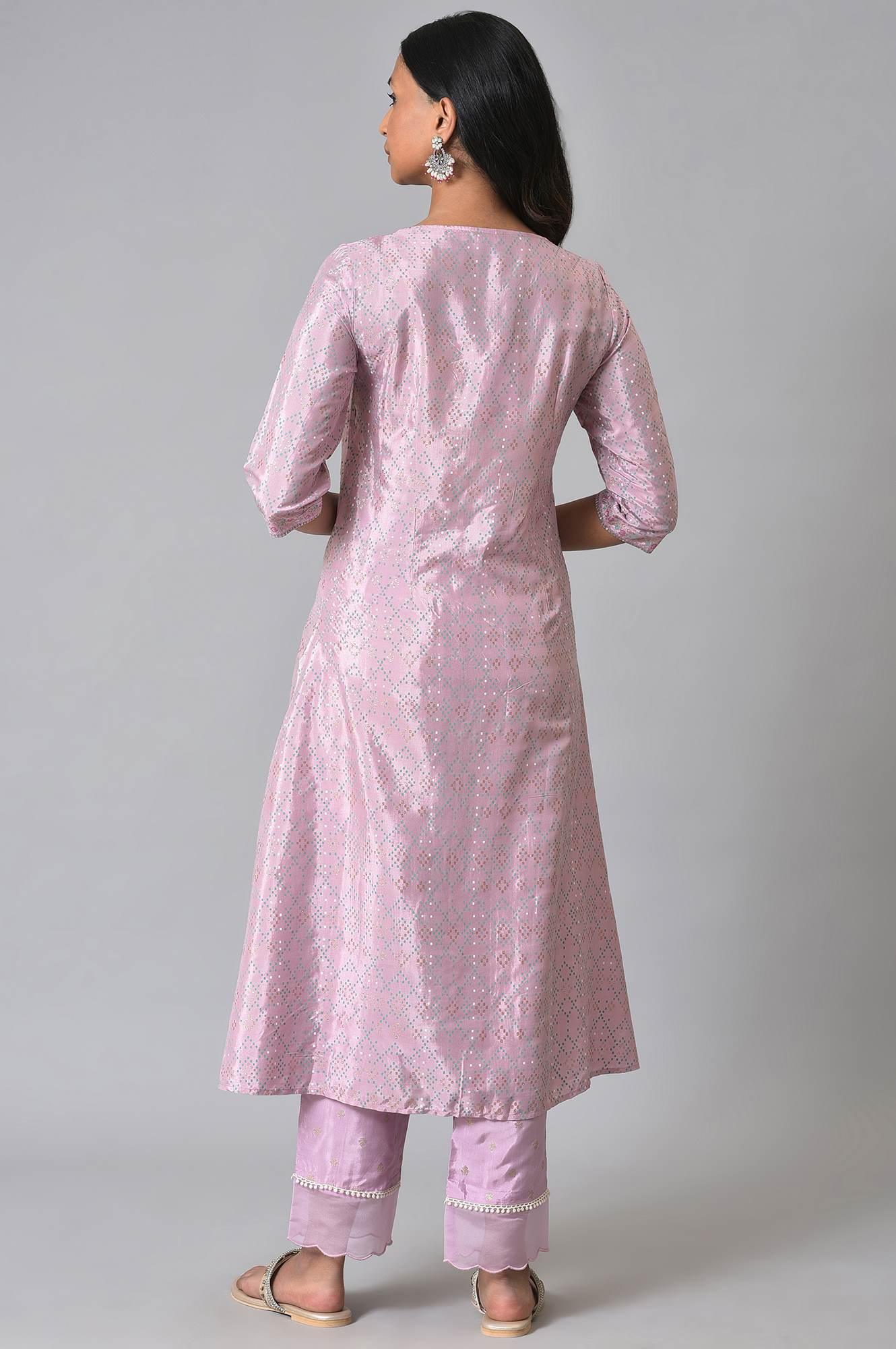 Light Purple A-Line Shatung kurta - Image 2