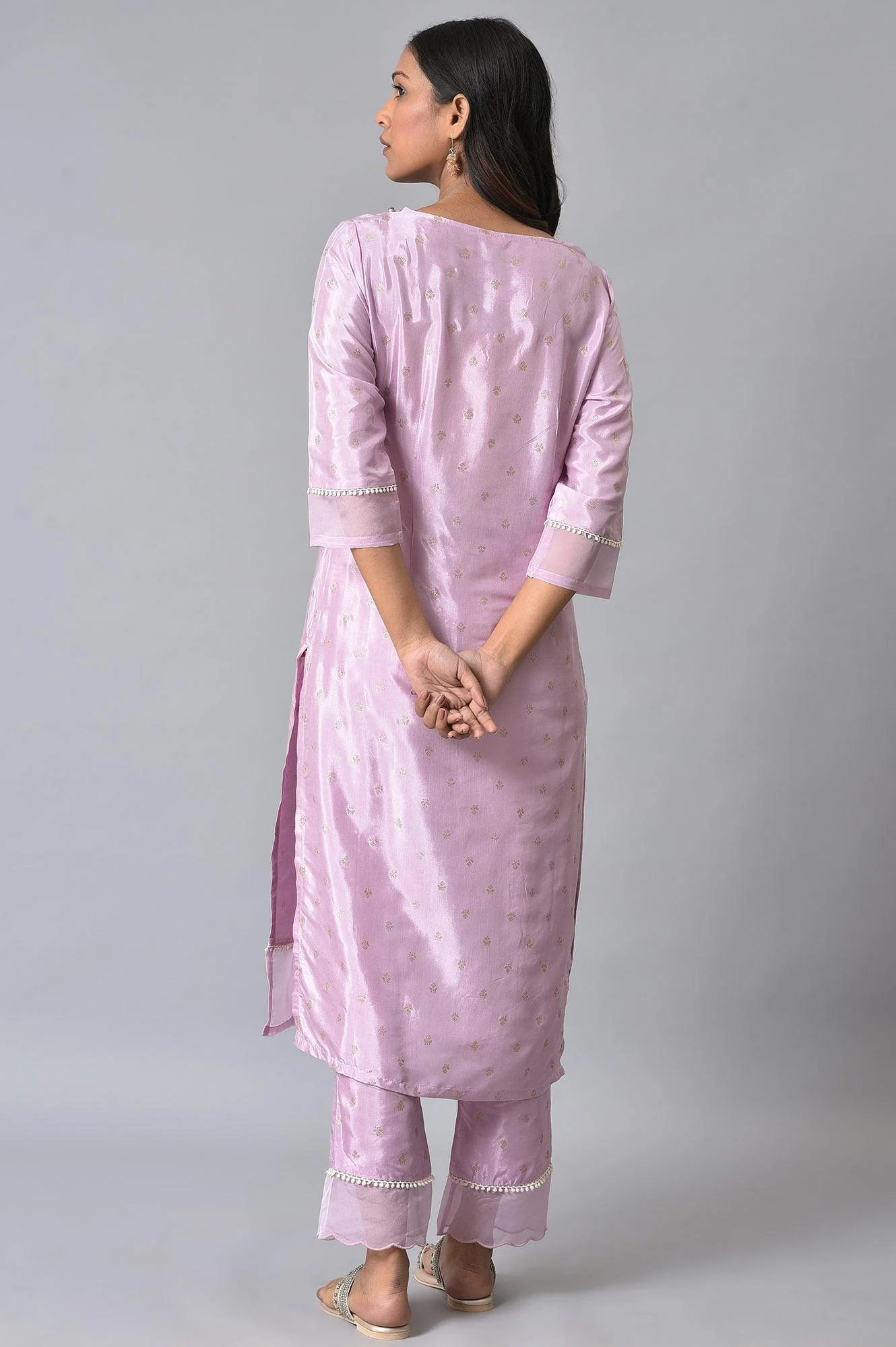 Light Purple Embroidered Plus Size kurta - Image 2