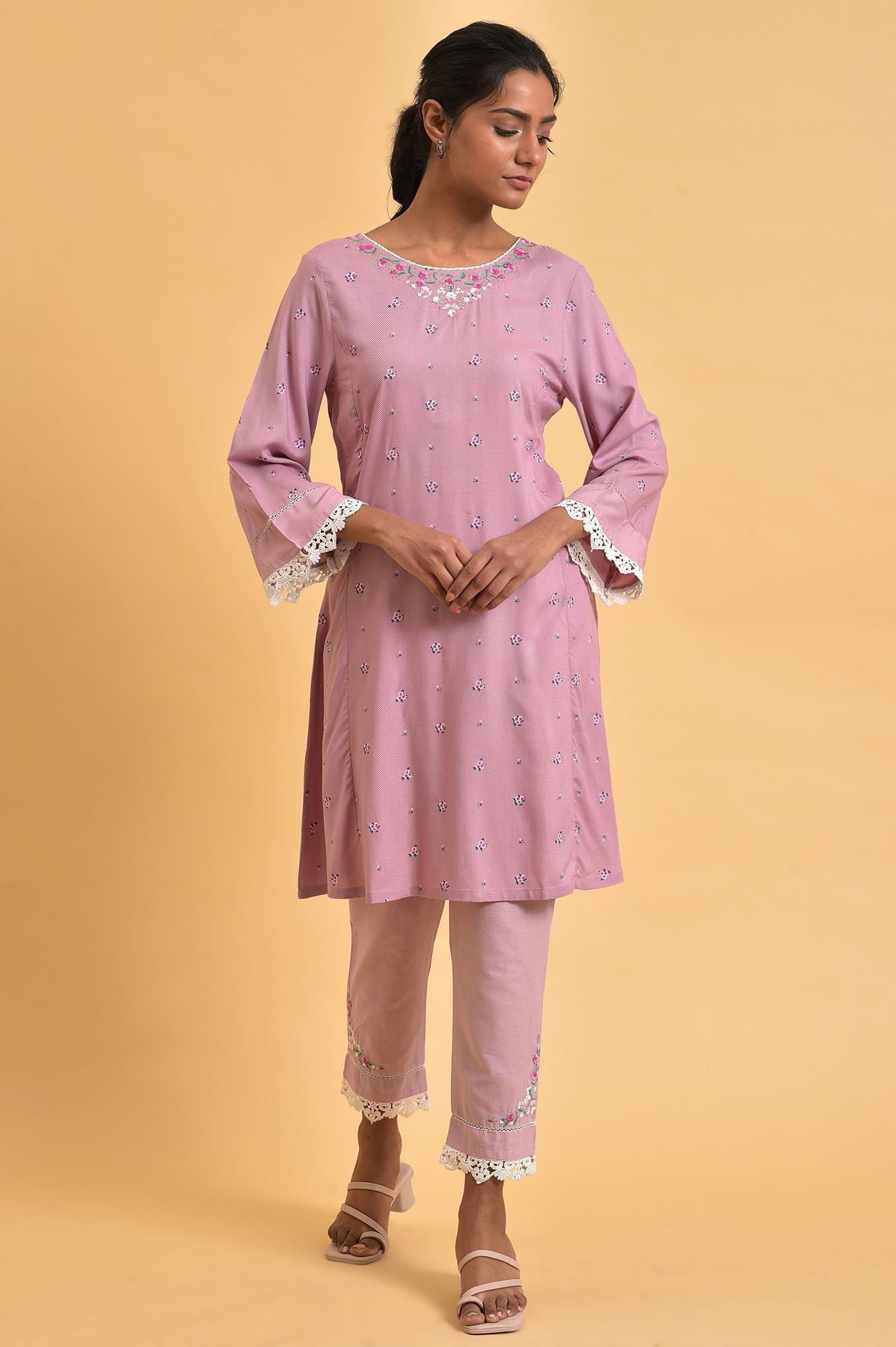 Light Purple Plus Size Short kurta Set - Image 9