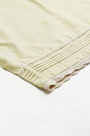 Light Yellow Plus Size Parallel Pants With Pleats And Lace Detail - Image 9