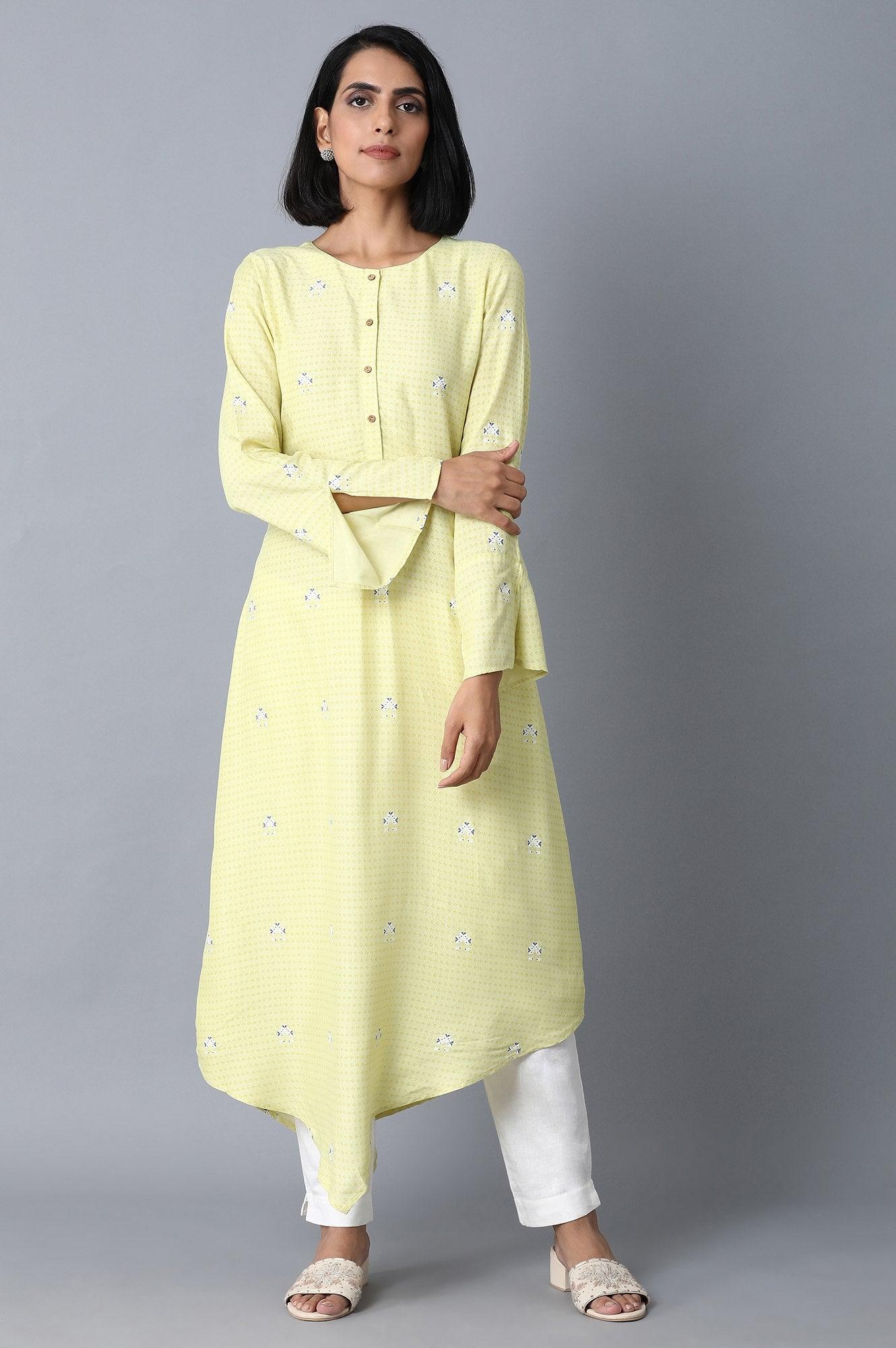Light Yellow Printed kurta