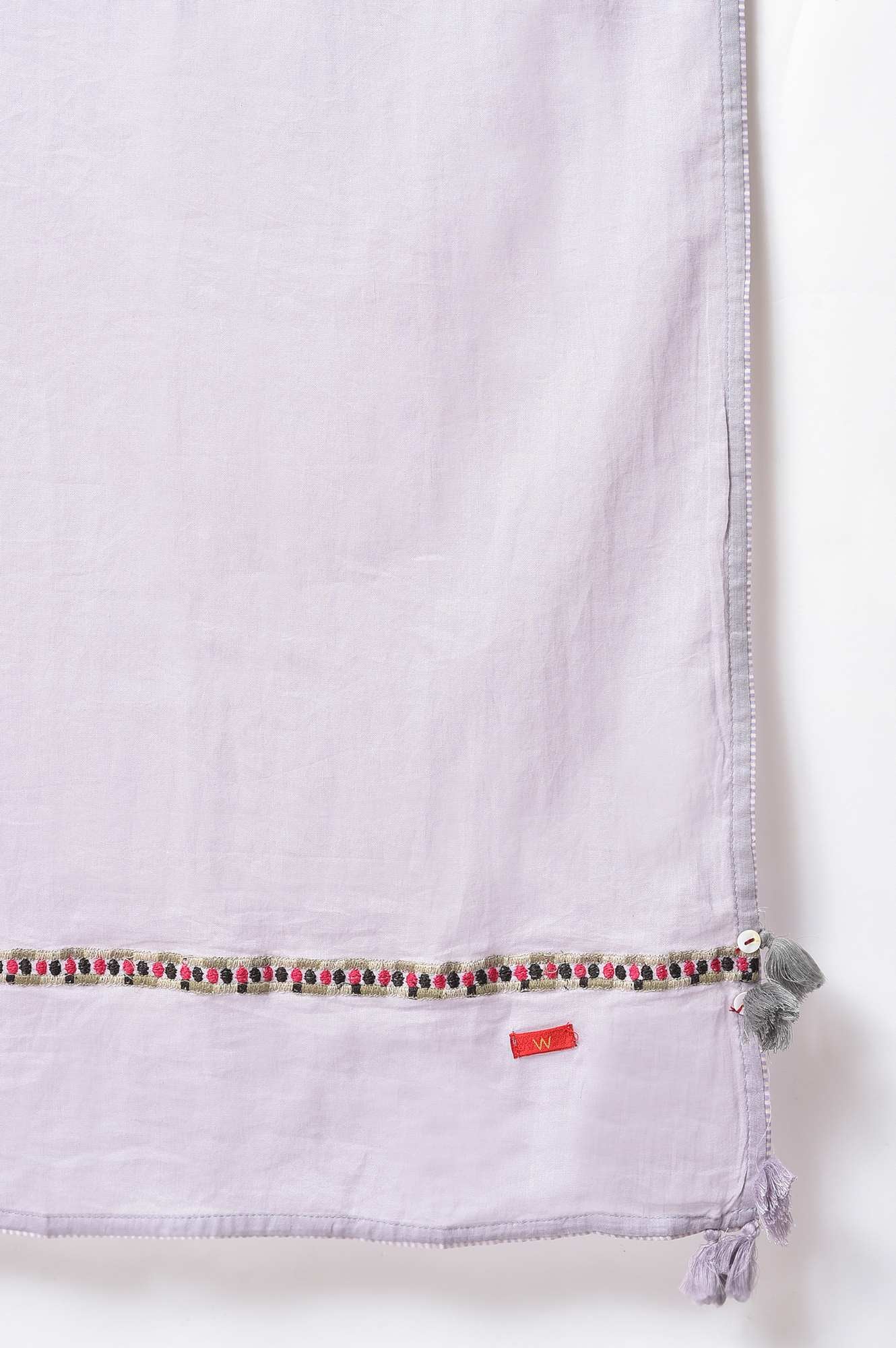 Lilac Dupatta With Embroidery - Image 4