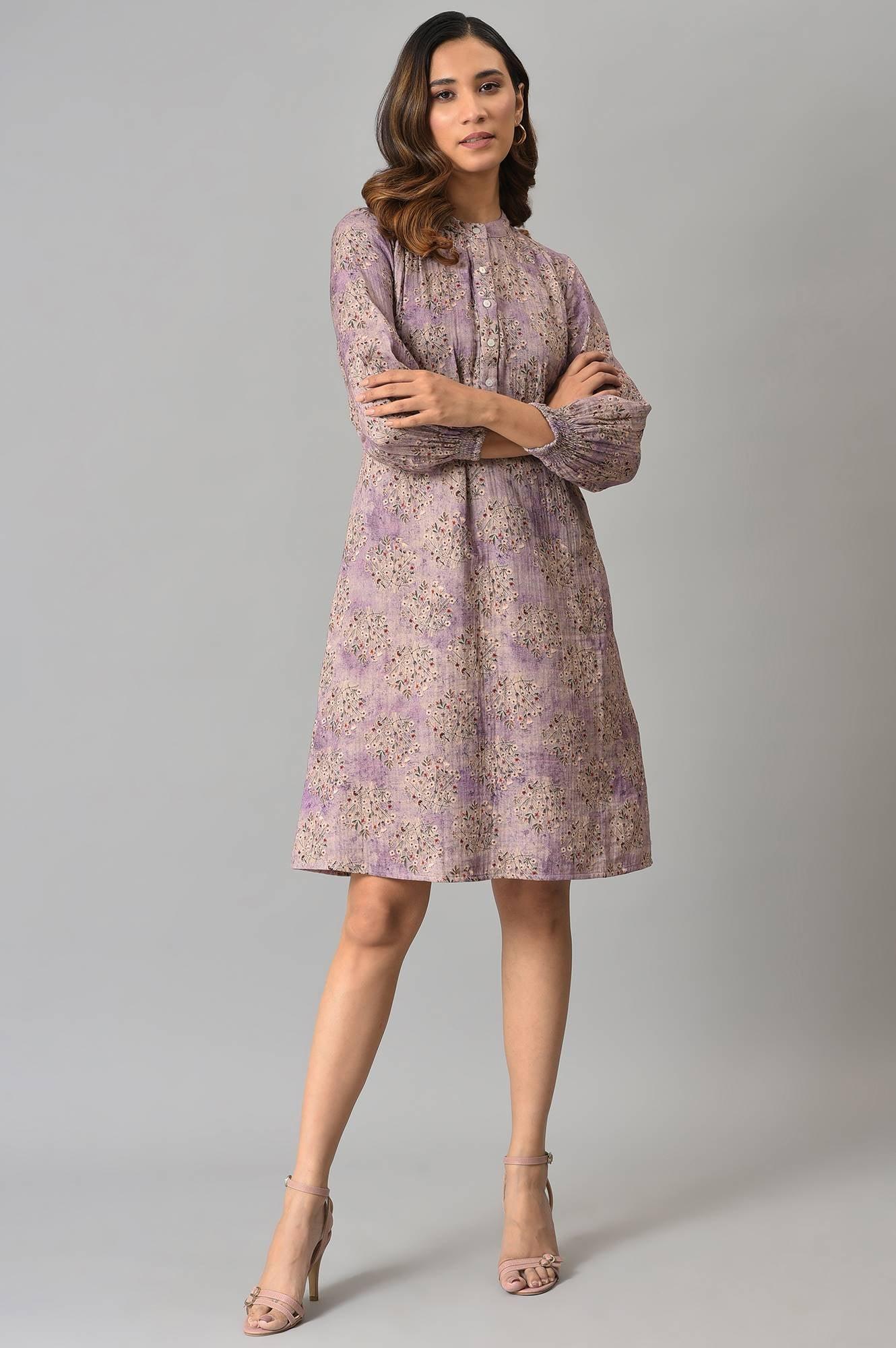 Lilac Floral Printed Western Dress - Image 5