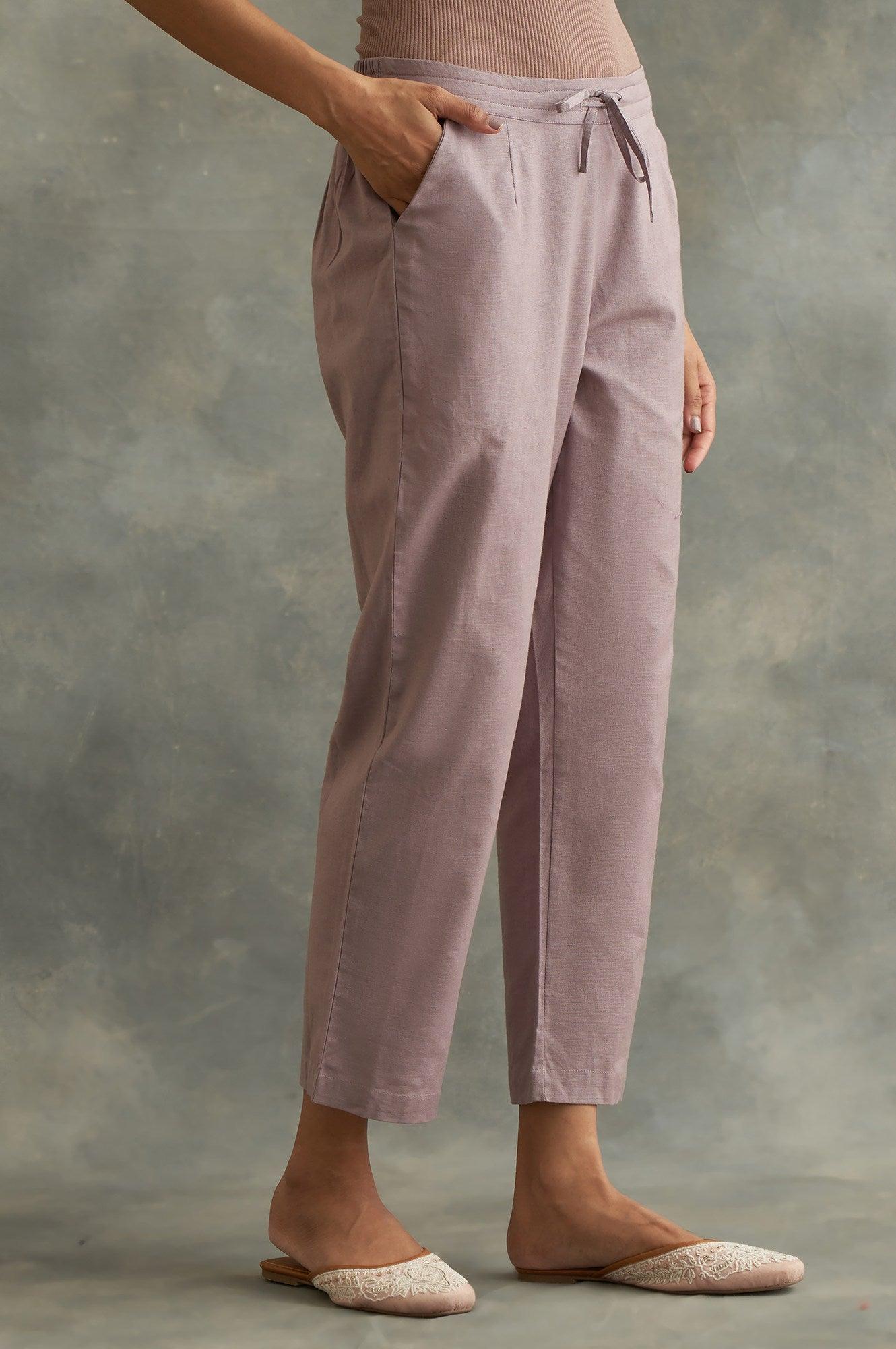 Lilac Solid Straight Pants - Image 4