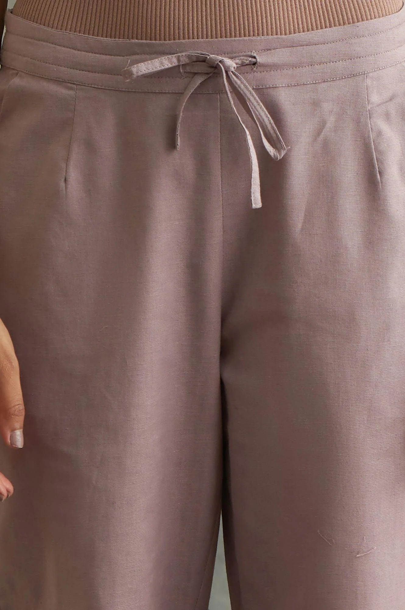 Lilac Solid Straight Pants - Image 6
