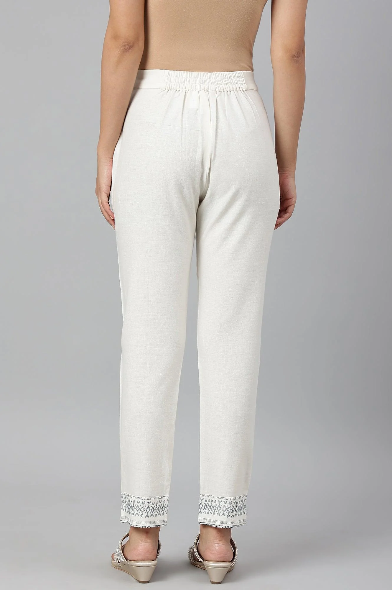 Lily White Cotton Blend Slim Pants - Image 4