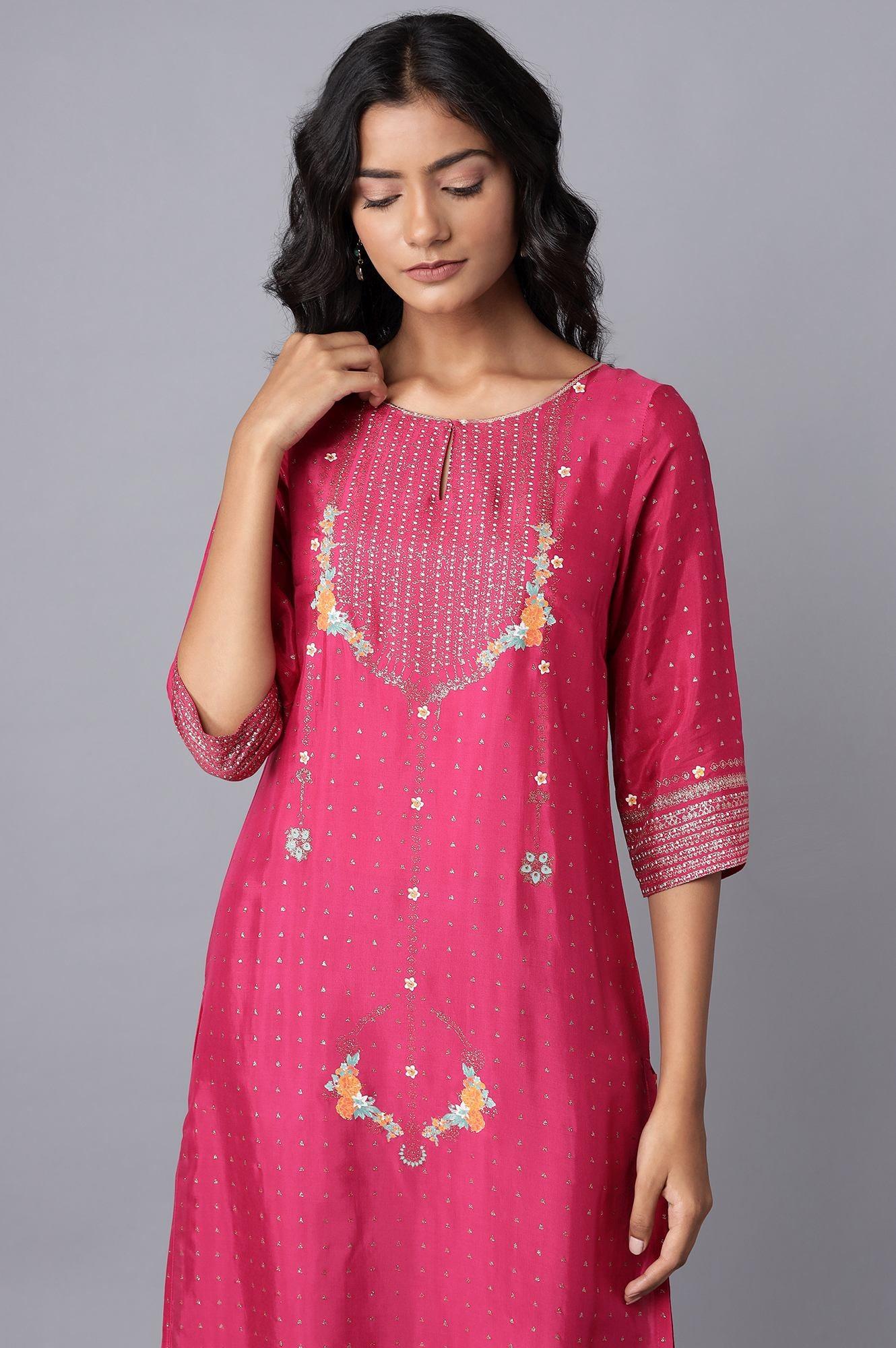 Magenta Printed Festive kurta - Image 5