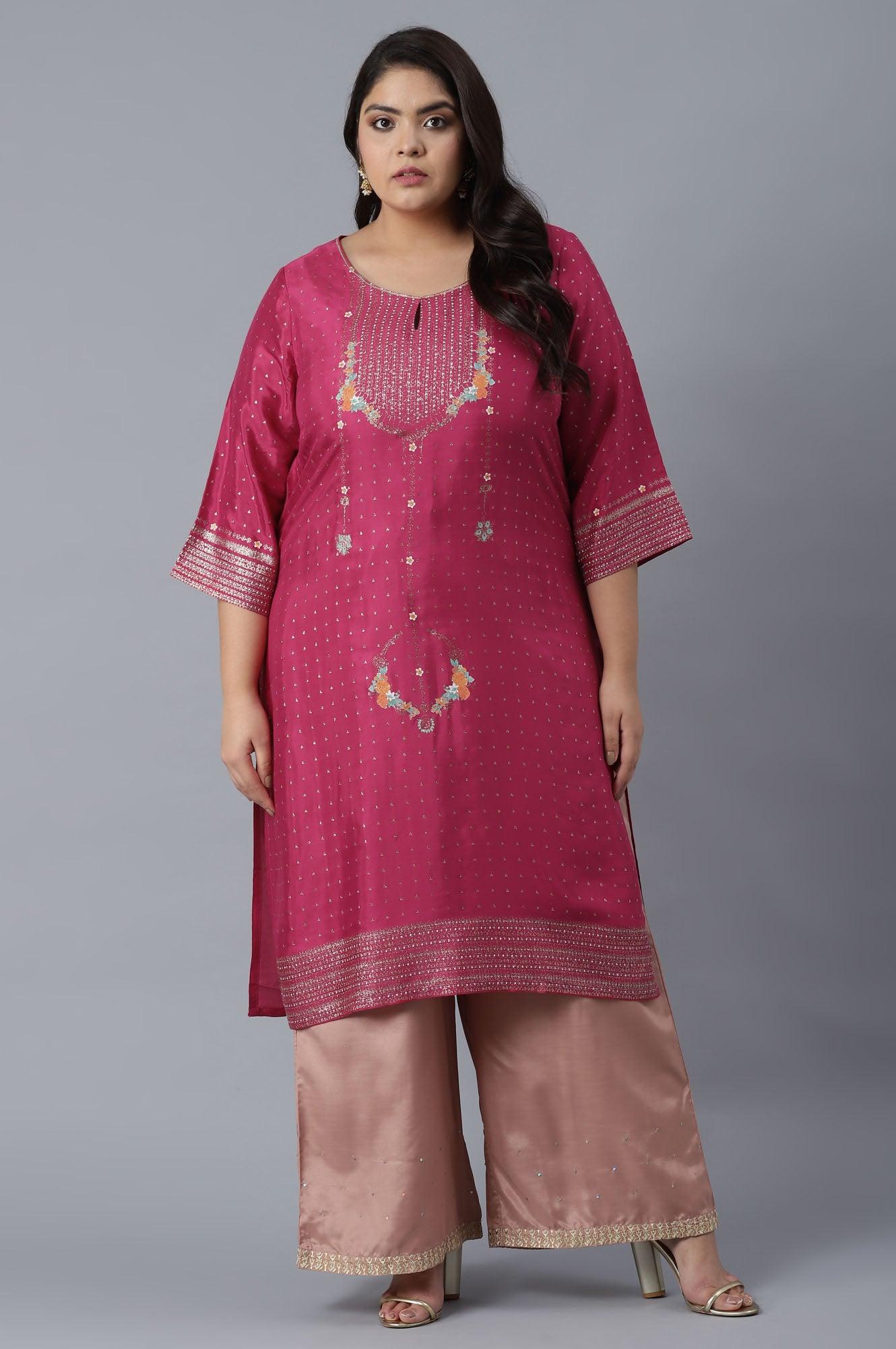 Magenta Printed Festive kurta - Image 6