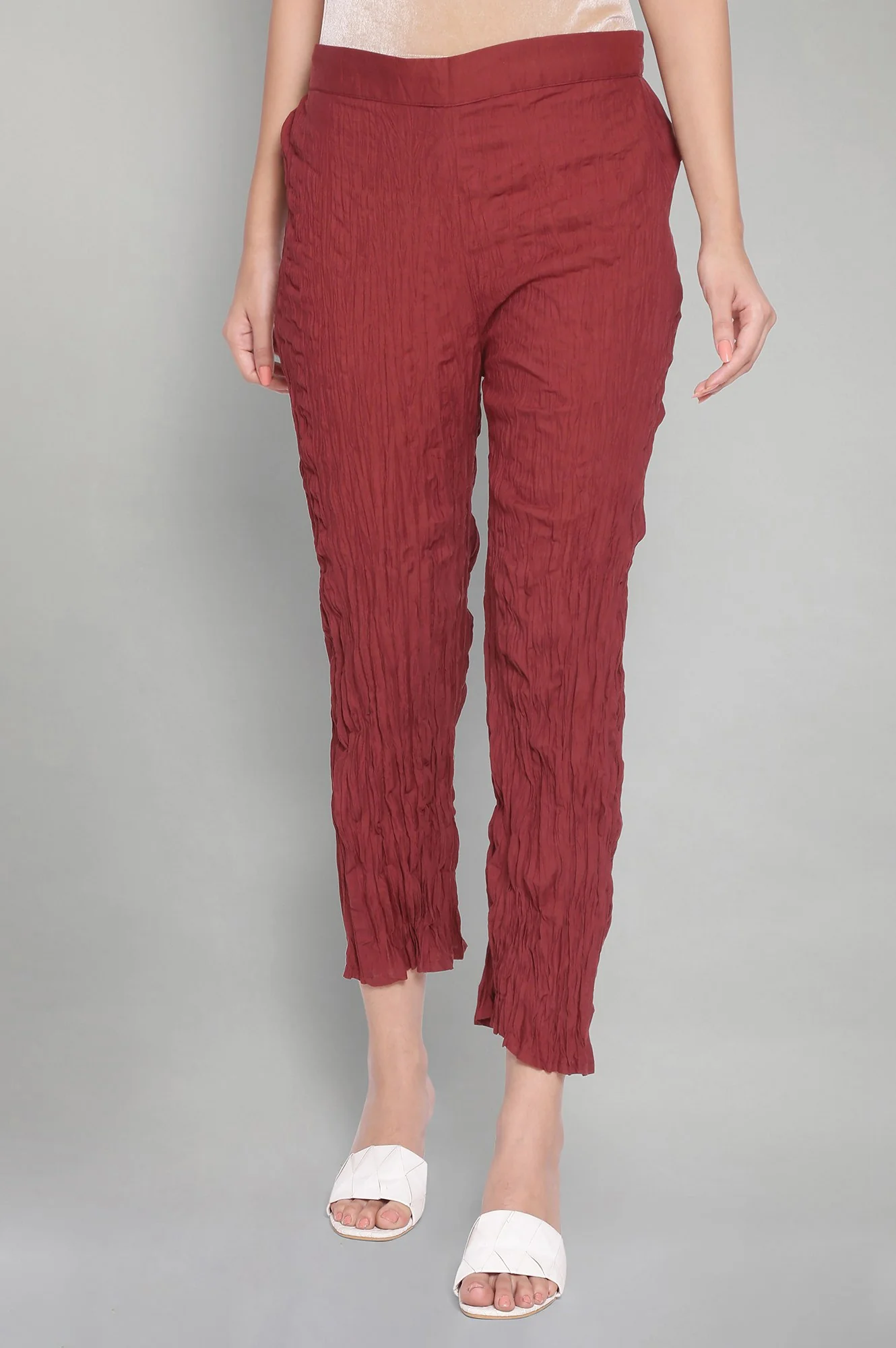 Maroon Shells A-line Kurta and Parallel Pant Set - Image 4