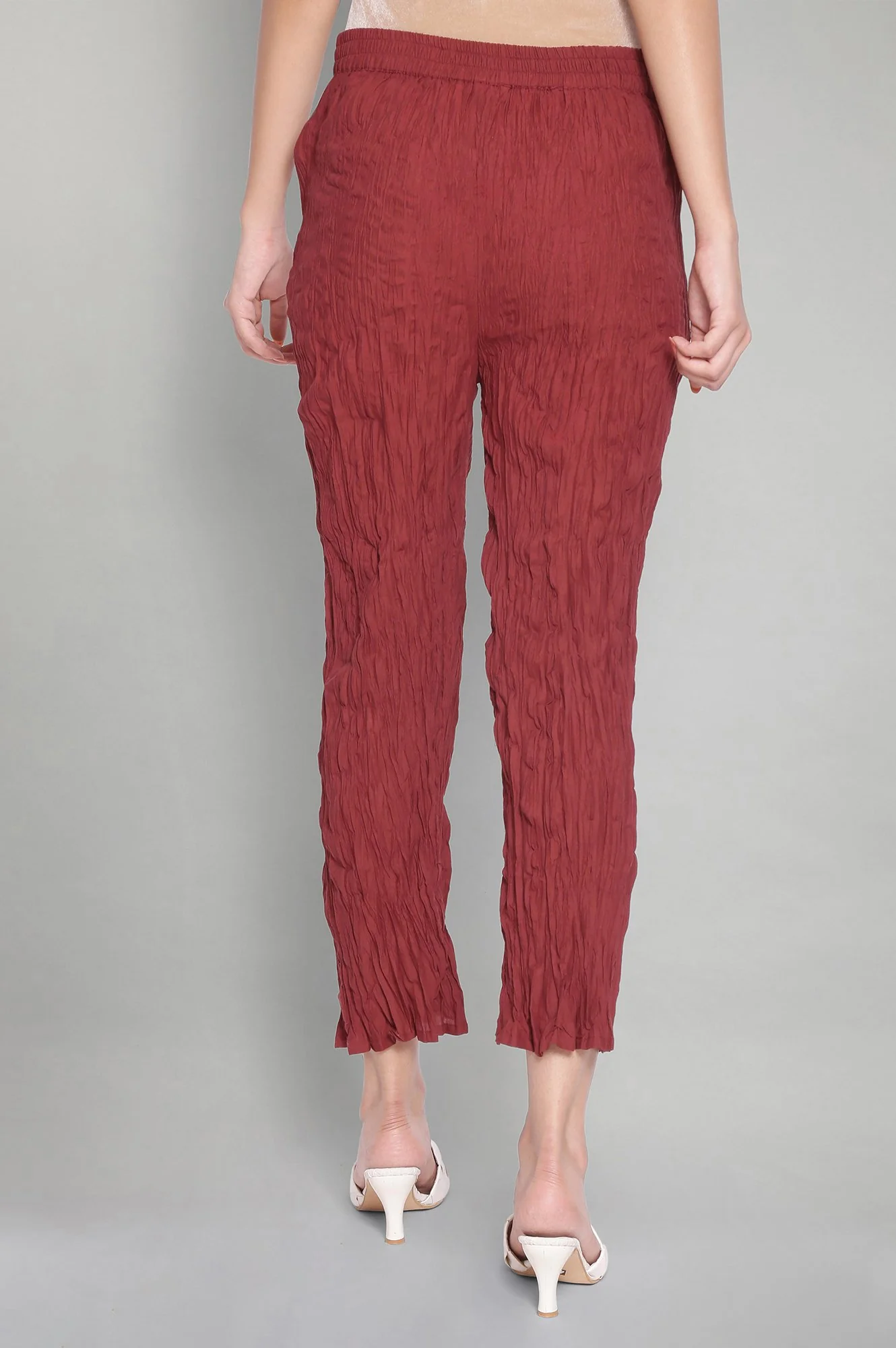Maroon Shells A-line Kurta and Parallel Pant Set - Image 5