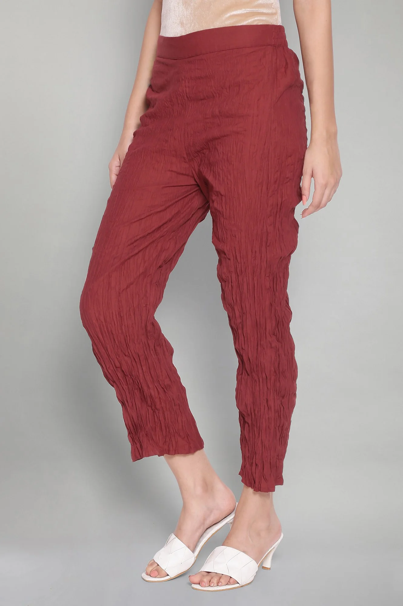 Maroon Shells A-line Kurta and Parallel Pant Set - Image 6