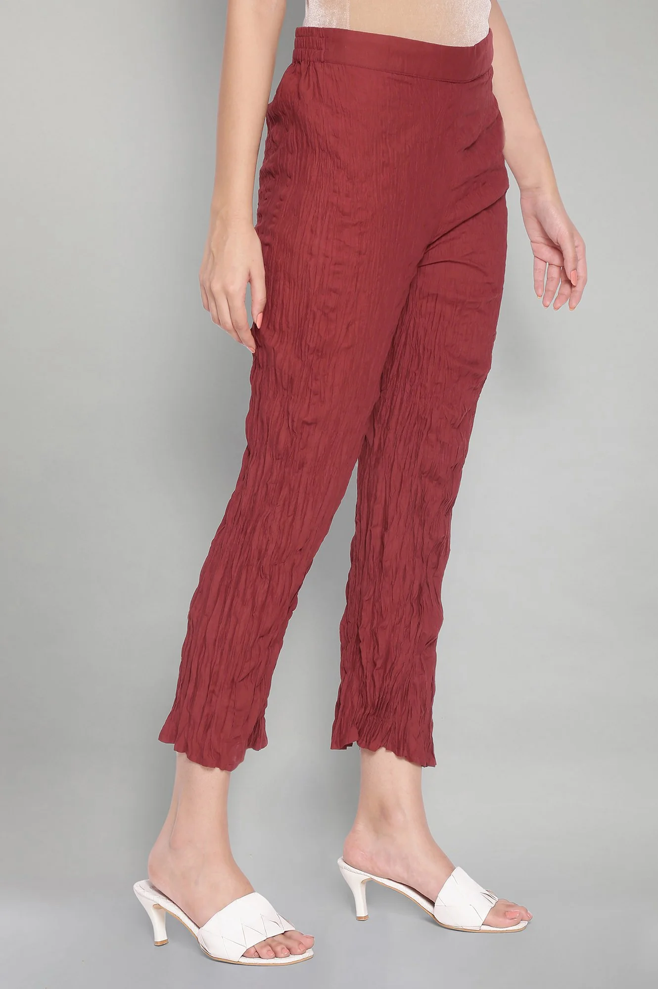 Maroon Shells A-line Kurta and Parallel Pant Set - Image 7