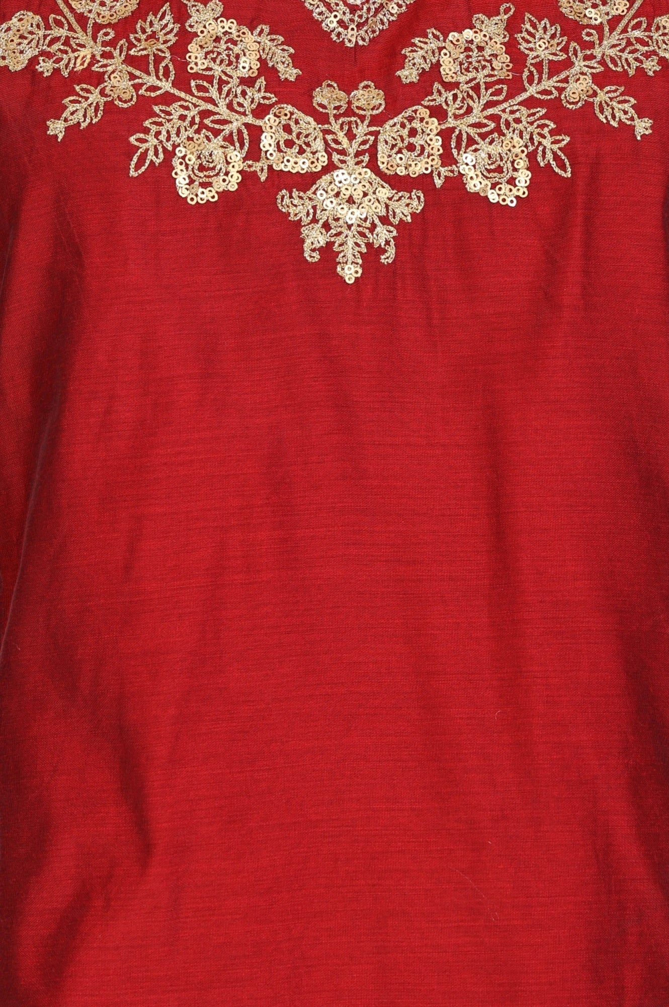 Maroon Yarn Dyed Zari Embroidered Straight Chanderi Kurta - Image 2