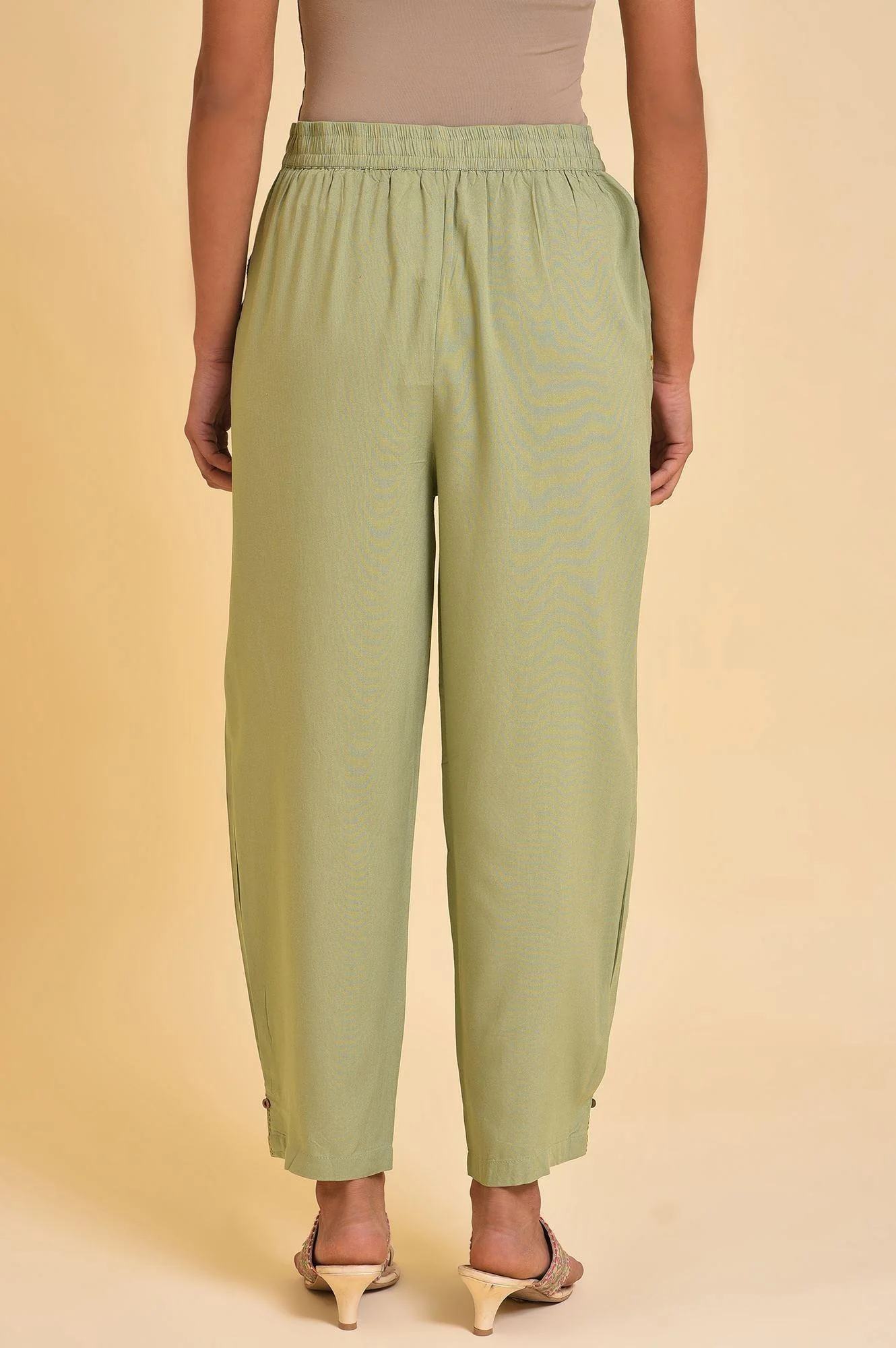 Mint Green Box Pleated Straight Pants - Image 2