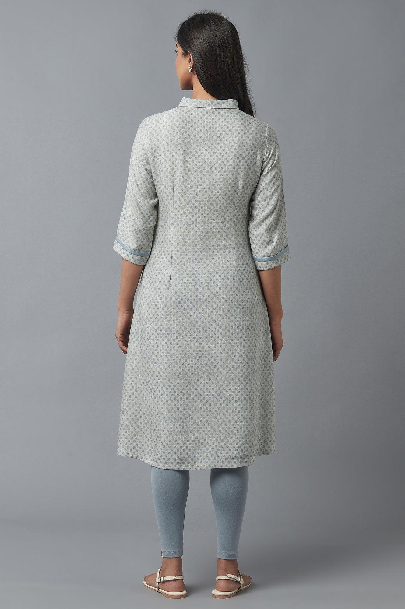 Moonbeam Grey Button Down kurta - Image 2