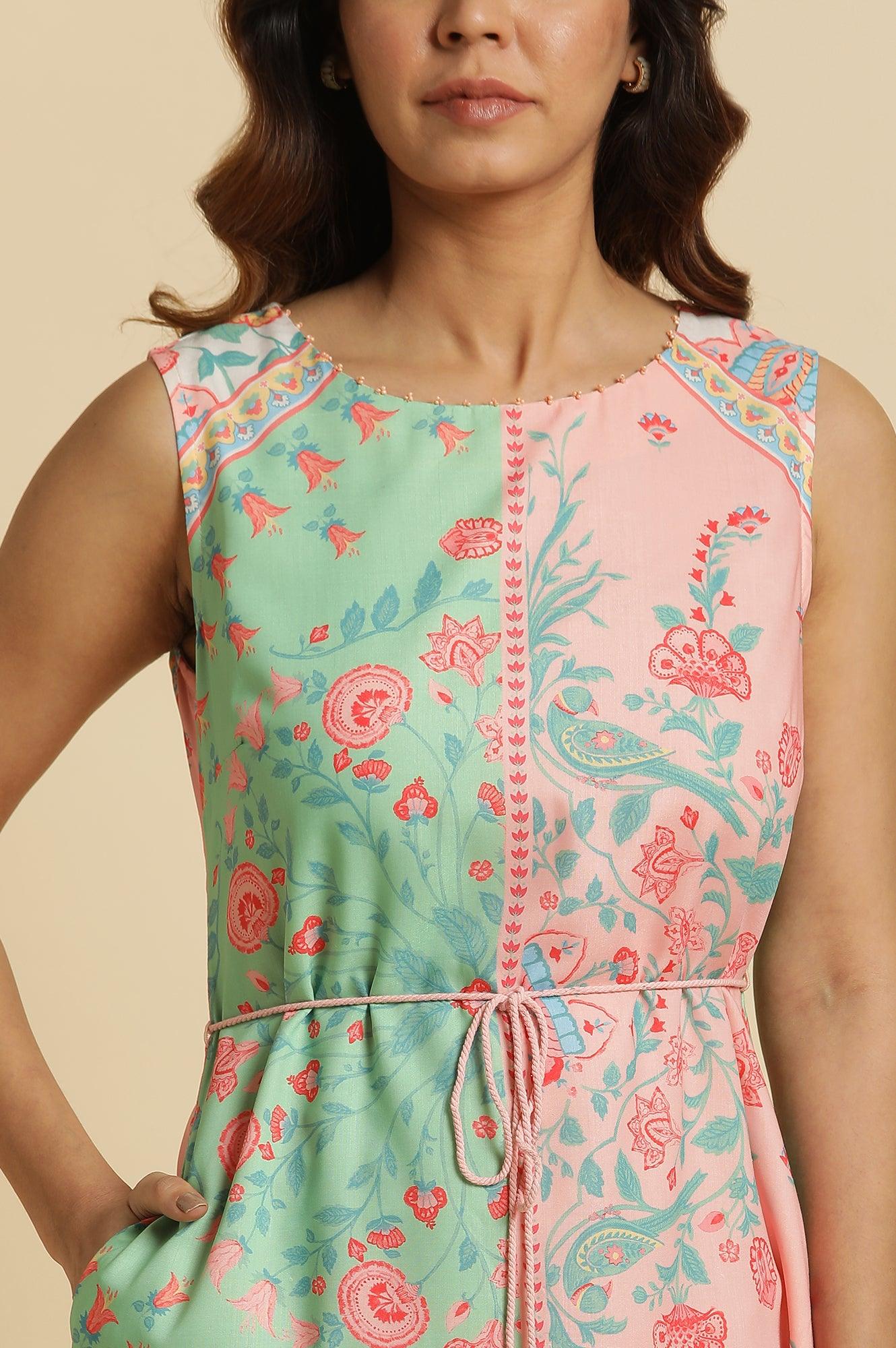 Multi‑Coloured Floral Printed Sleeveless Rayon Midi Dress - Image 6