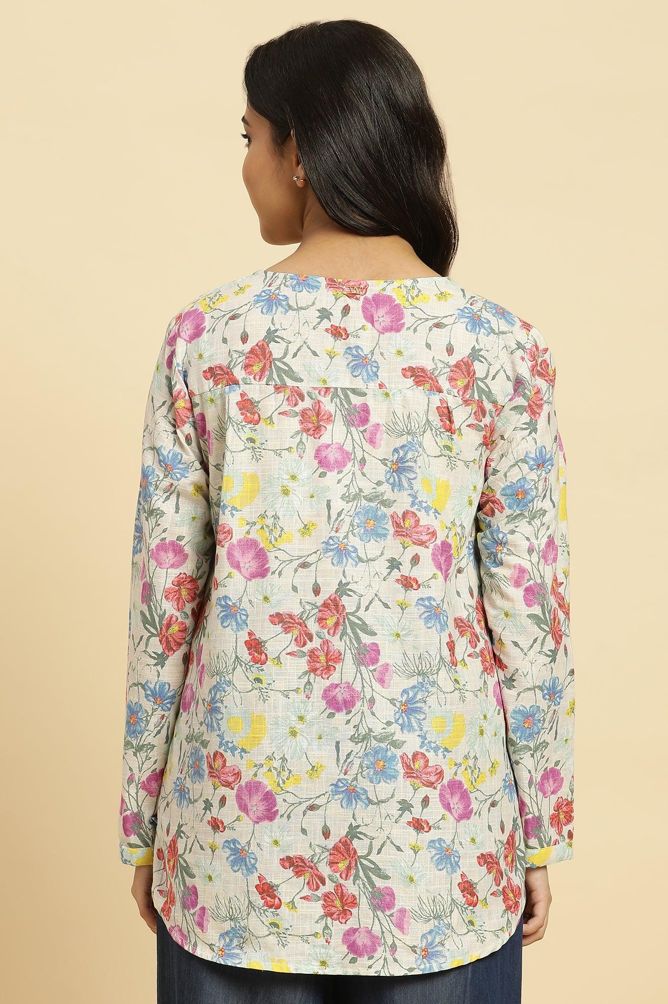 Multi-Coloured Floral Printed Summer Top - Image 4