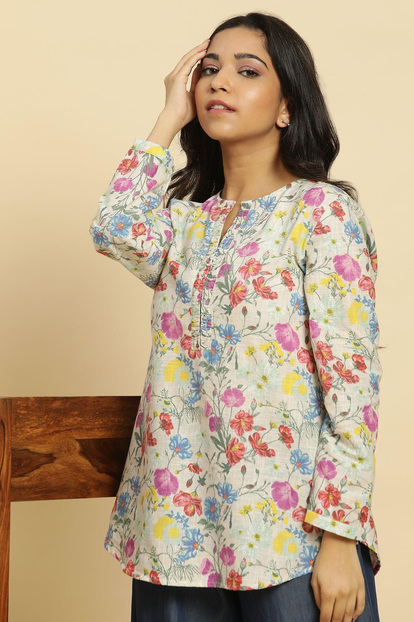 Multi-Coloured Floral Printed Summer Top - Image 6