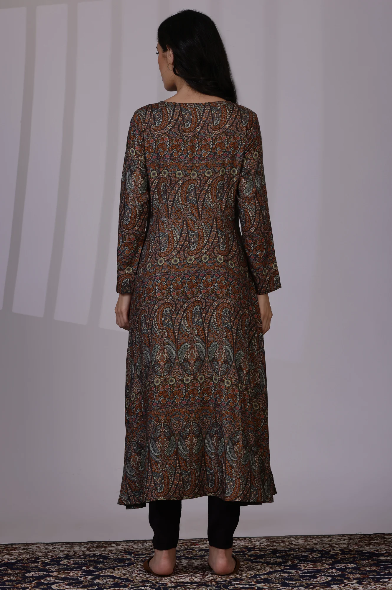 Multicolour Printed Beads Flarred Dresses - Image 5