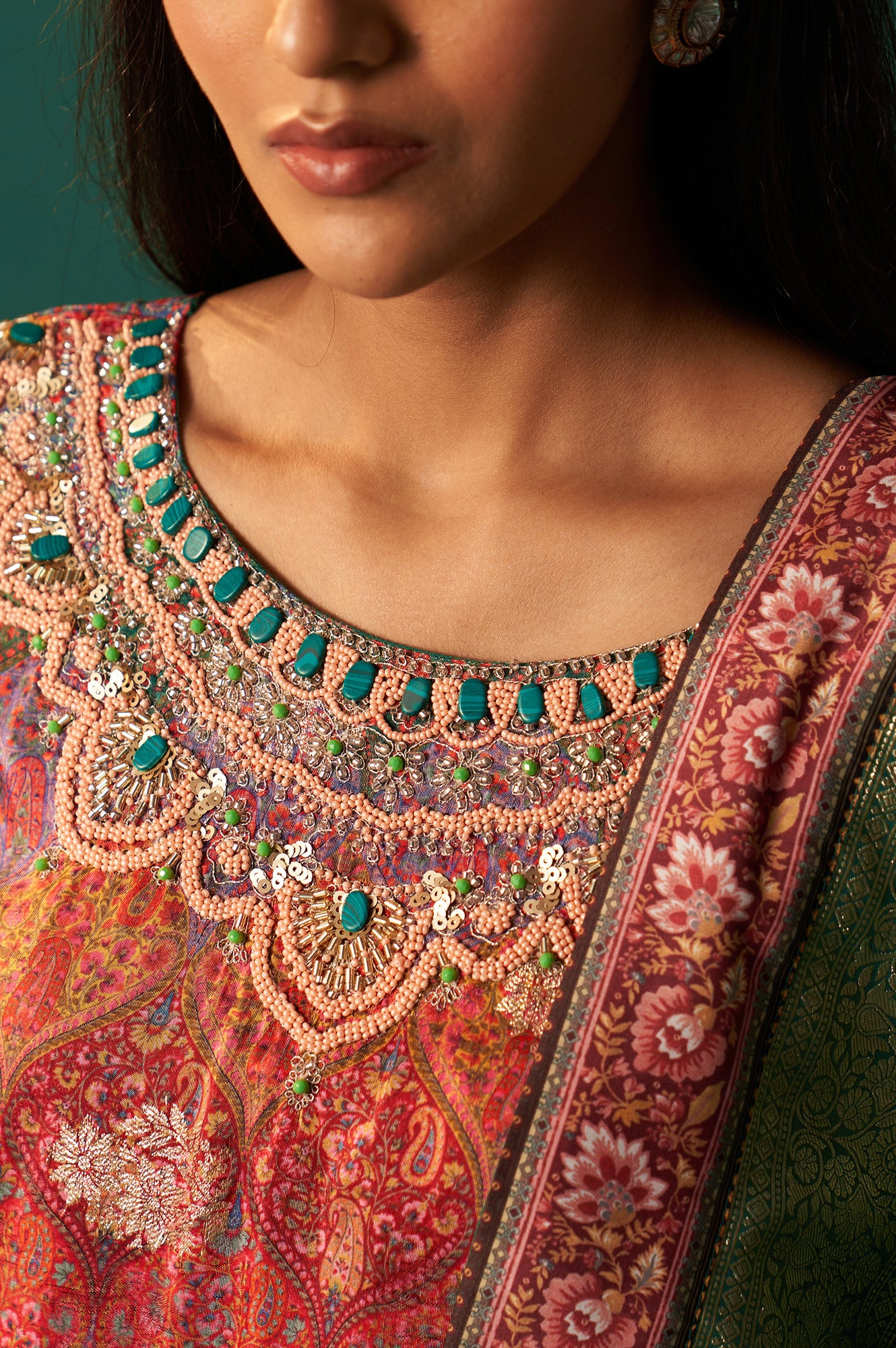 Multicolour Printed Jacquard Straight Kurta, Straight Pant and Dupatta Set - Image 7