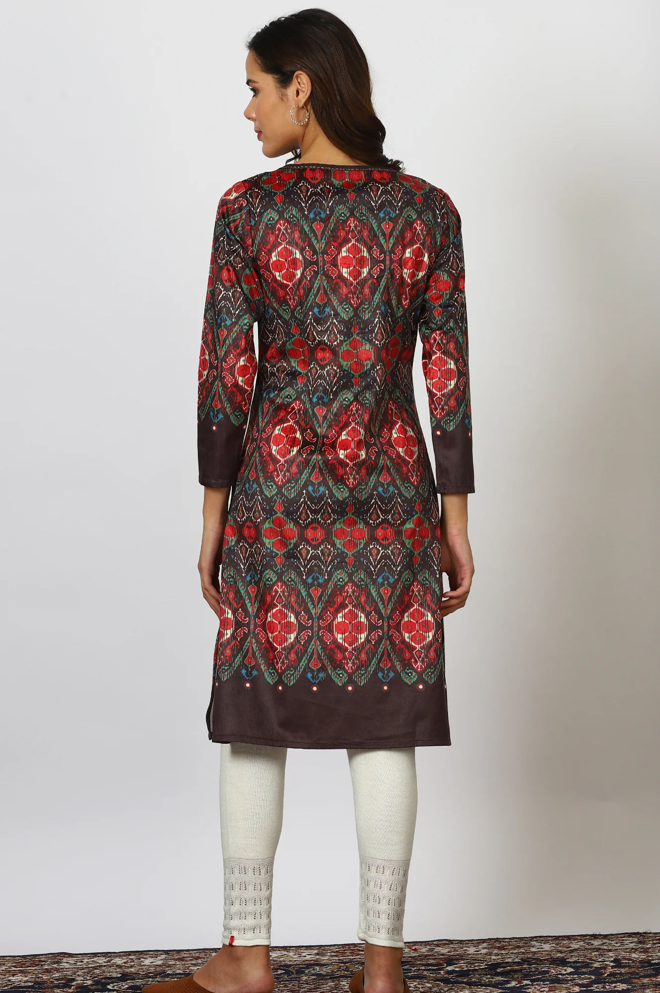 Multicolour Printed Mirror Work Straight Kurta - Image 5